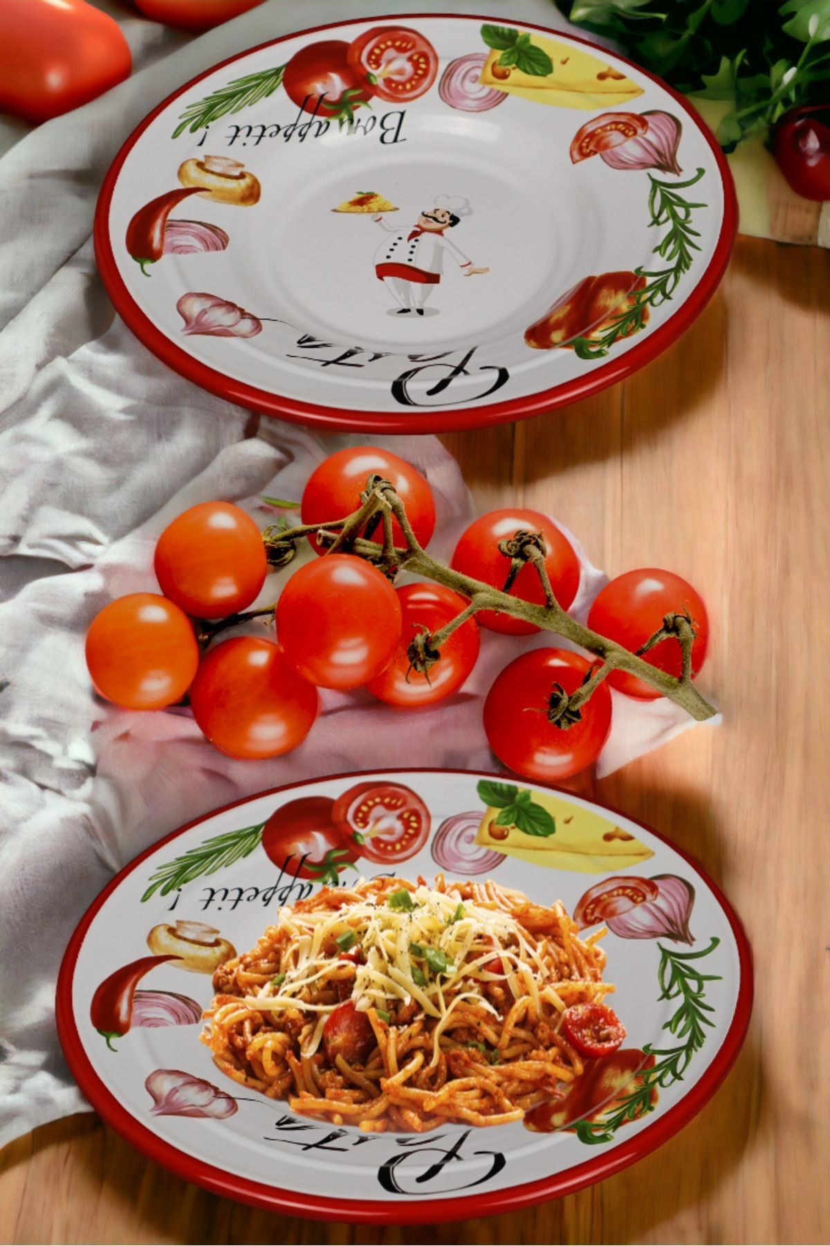 29 No Emaye Makarna Tabağı Tabak Servis Yemek Kamp Piknik.çeyiz Çukur Tabak