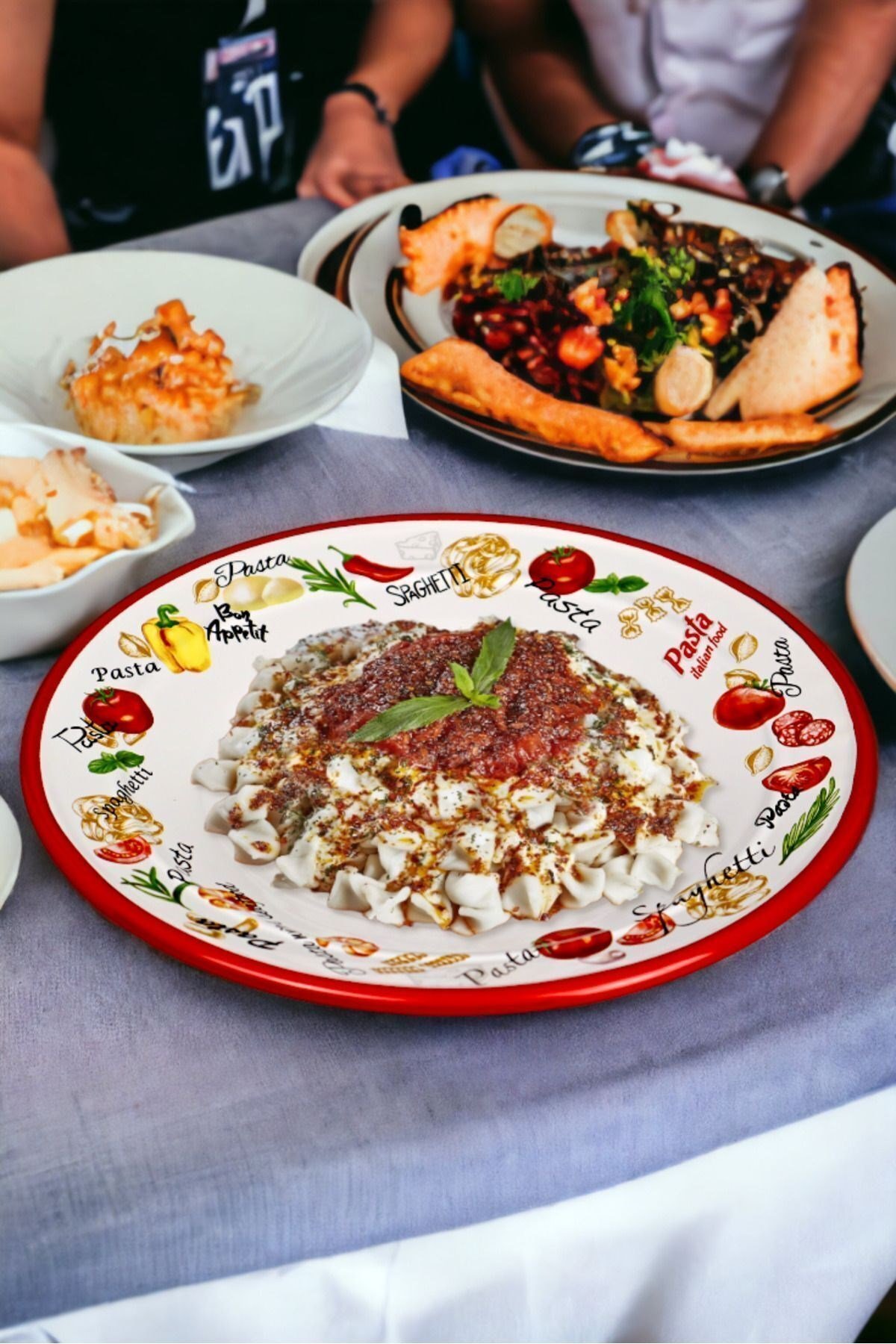 29 No Emaye Makarna Tabağı Tabak Servis Yemek Kamp Piknik