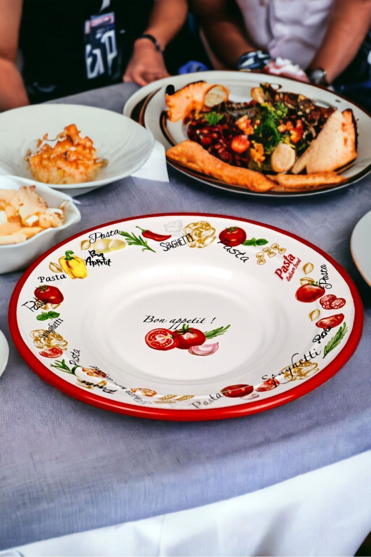 29 No Emaye Makarna Tabağı Tabak Servis Yemek Kamp Piknik