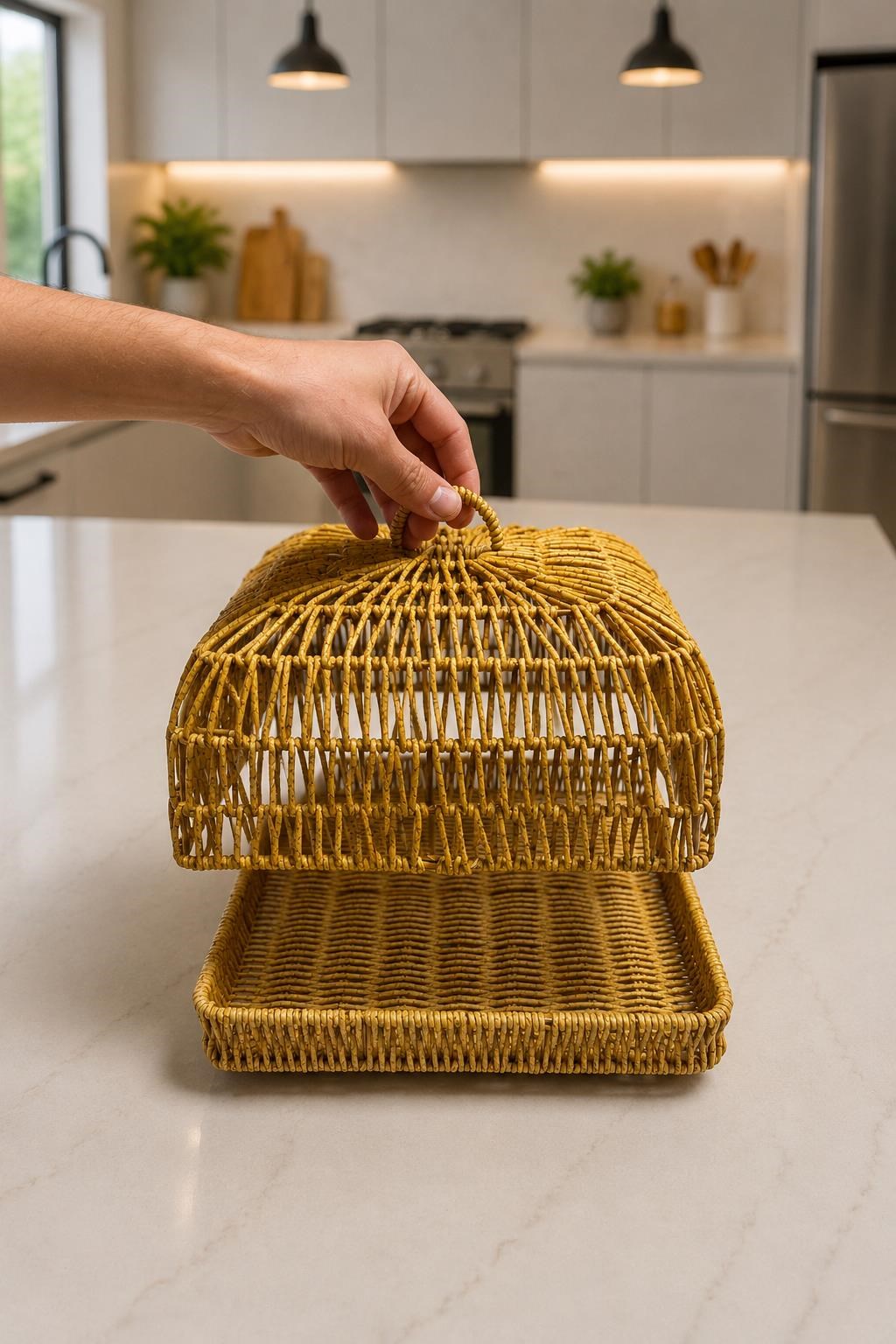 3 Boy Rattan Ayaklı Kapaklı Sunumluk Tepsi Seti Doğal El İşçiligi Sunum Sepeti Organizer Meyvelik