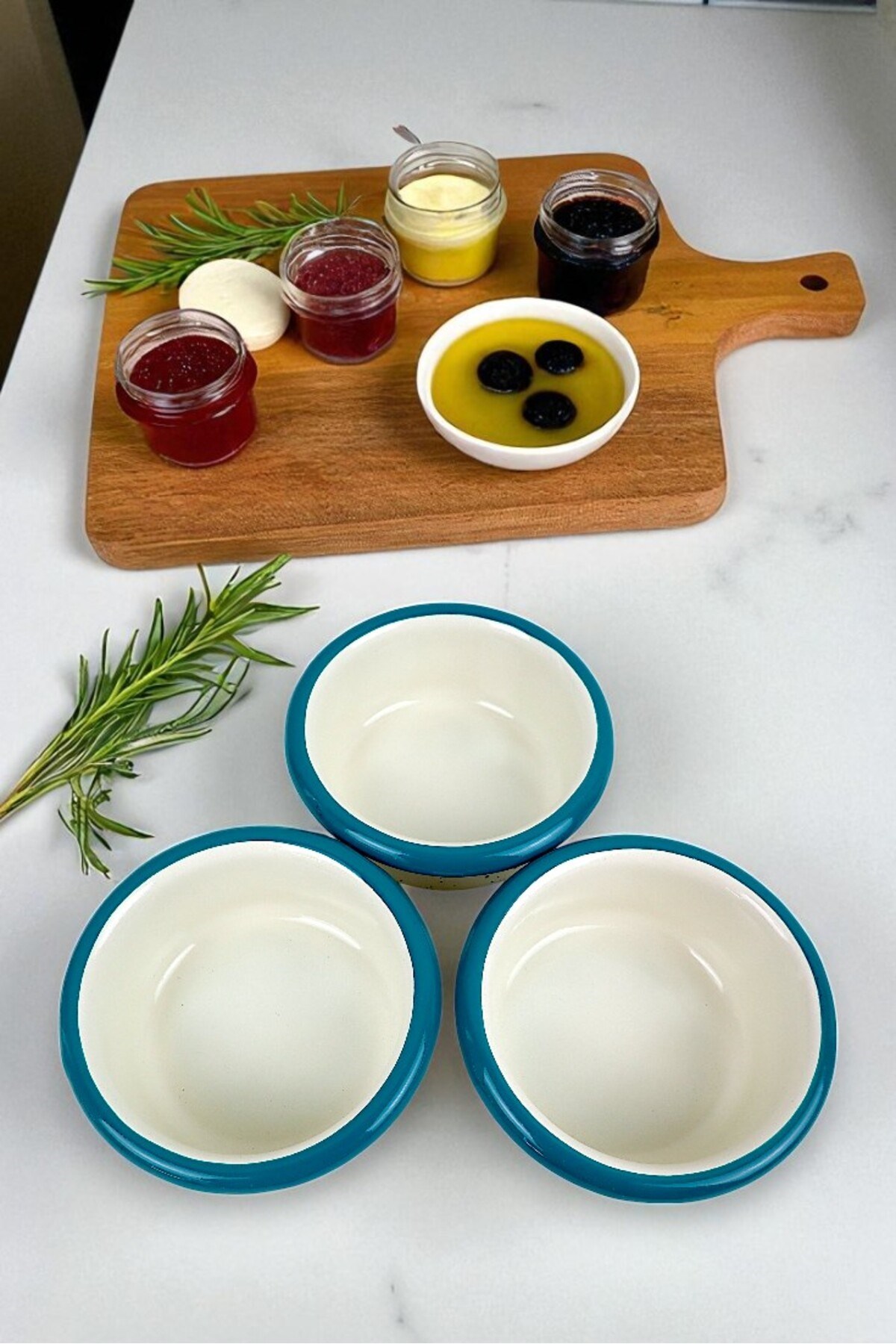 3 Parça 10Cm Emaye Dik Tabak Set , Kahvaltı Tabağı, Reçellik, Zeytin, Peynir Tabağı, Çeyiz, Hediye