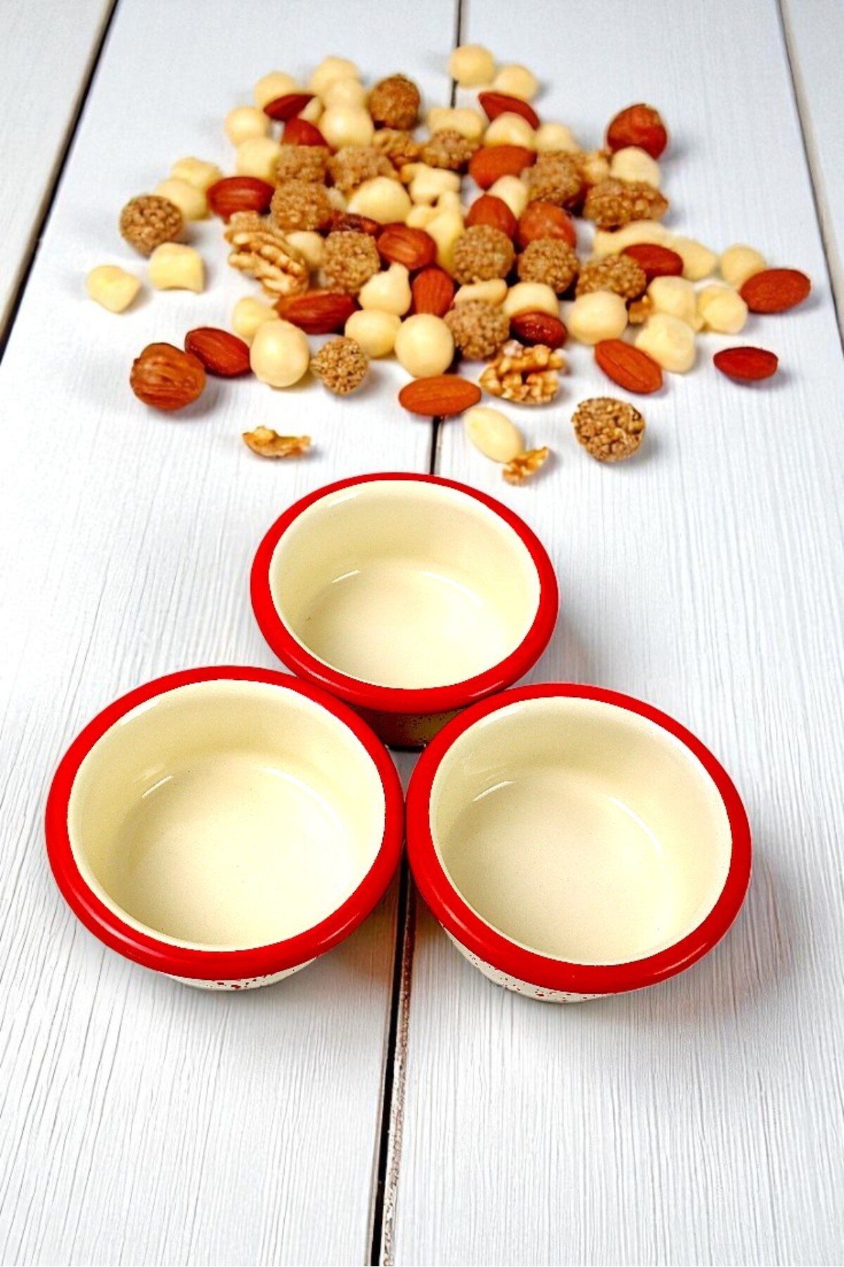 3 Parça 10Cm Emaye Dik Tabak Set , Kahvaltı Tabağı, Reçellik, Zeytin, Peynir Tabağı, Çeyiz, Hediye