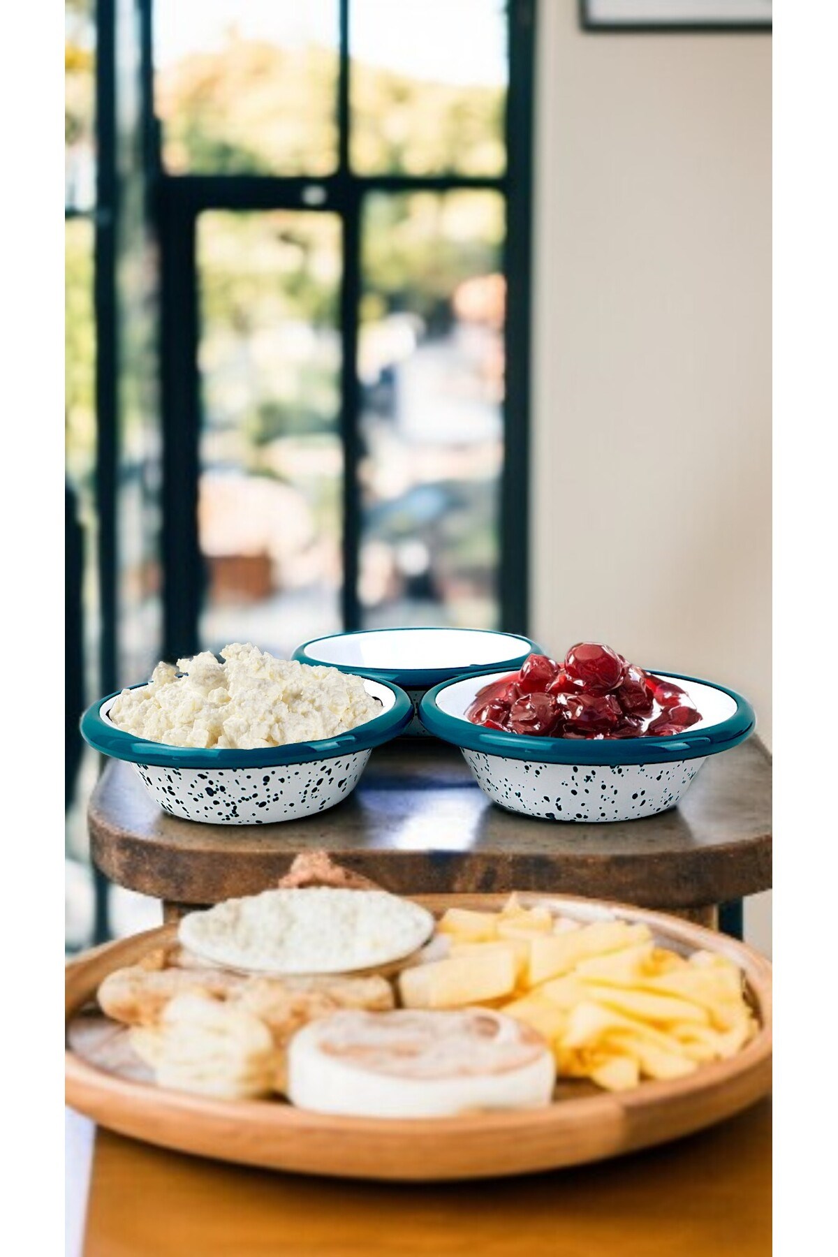 3 Parça 10Cm Emaye Konik Tabak Set , Kahvaltı Tabağı, Reçellik, Zeytin, Peynir Tabağı, Çeyiz, Hediye