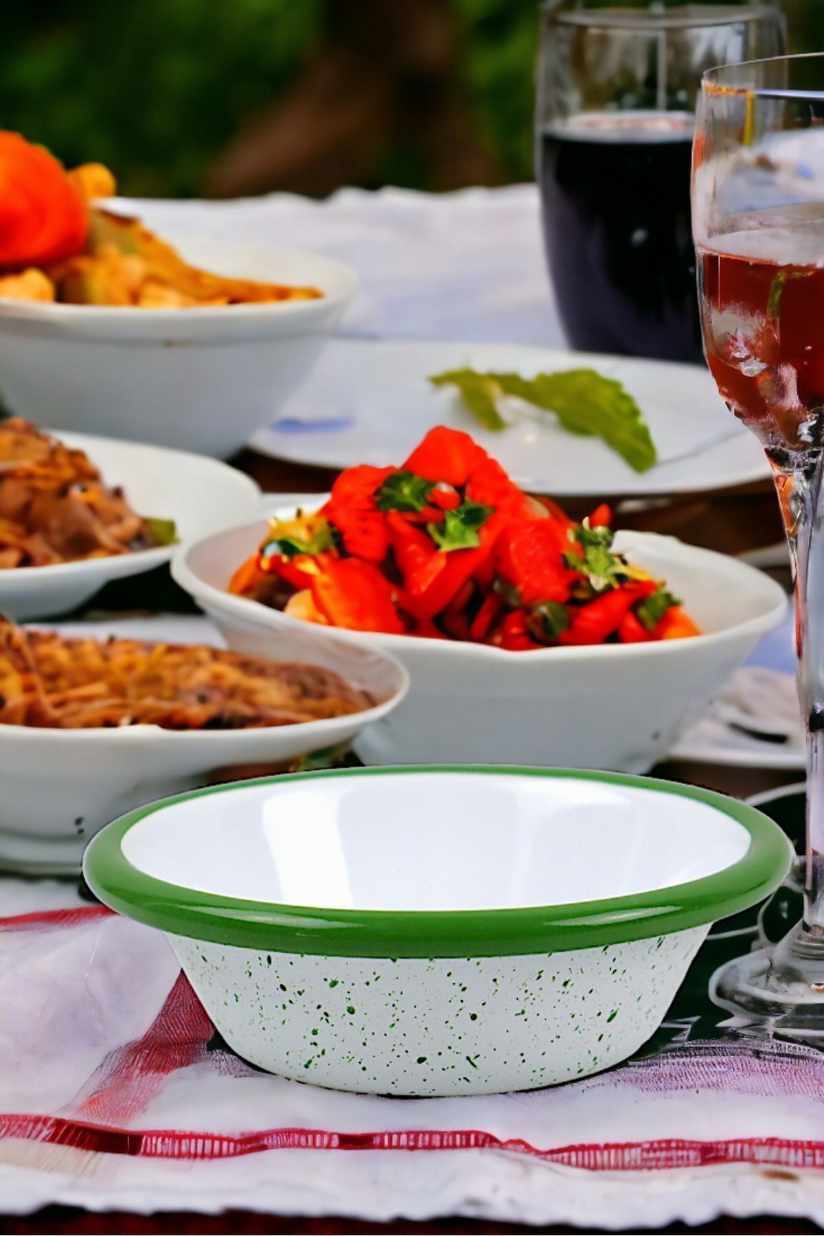 3 Parça 10Cm Emaye Konik Tabak Set , Kahvaltı Tabağı, Reçellik, Zeytin, Peynir Tabağı, Çeyiz, Hediye