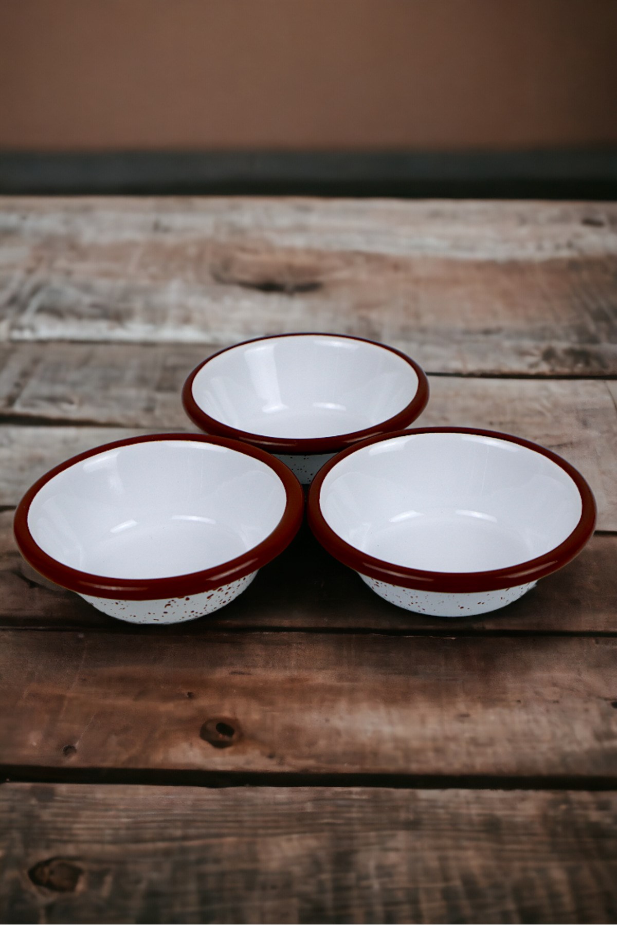 3 Parça 10Cm Emaye Konik Tabak Set , Kahvaltı Tabağı, Reçellik, Zeytin, Peynir Tabağı, Çeyiz, Hediye
