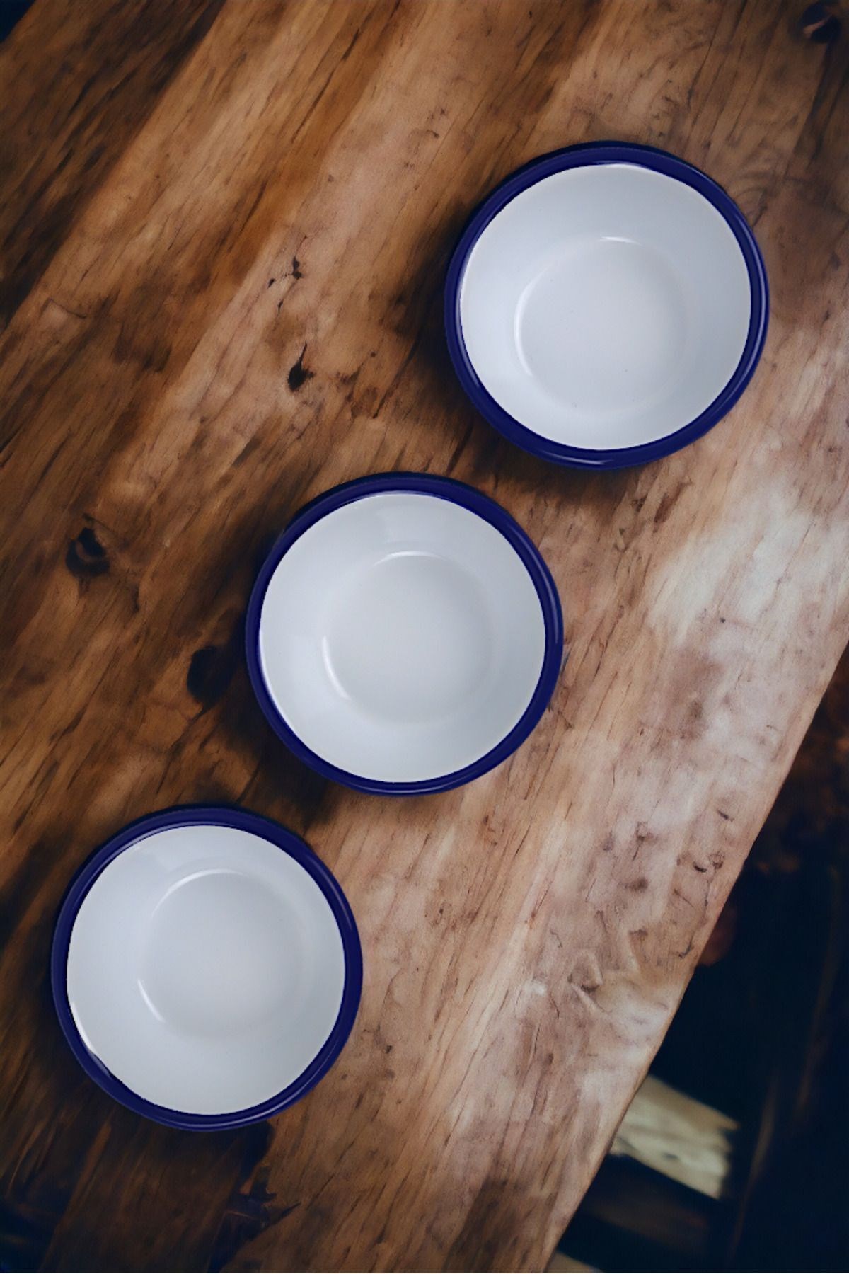 3 Parça 10Cm Emaye Konik Tabak Set , Kahvaltı Tabağı, Reçellik, Zeytin, Peynir Tabağı, Çeyiz, Hediye