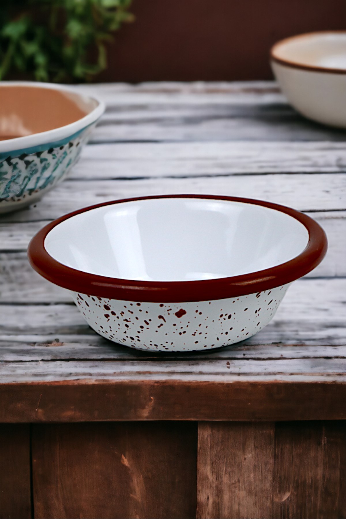 3 Parça 10Cm Emaye Konik Tabak Set , Kahvaltı Tabağı, Reçellik, Zeytin, Peynir Tabağı, Çeyiz, Hediye