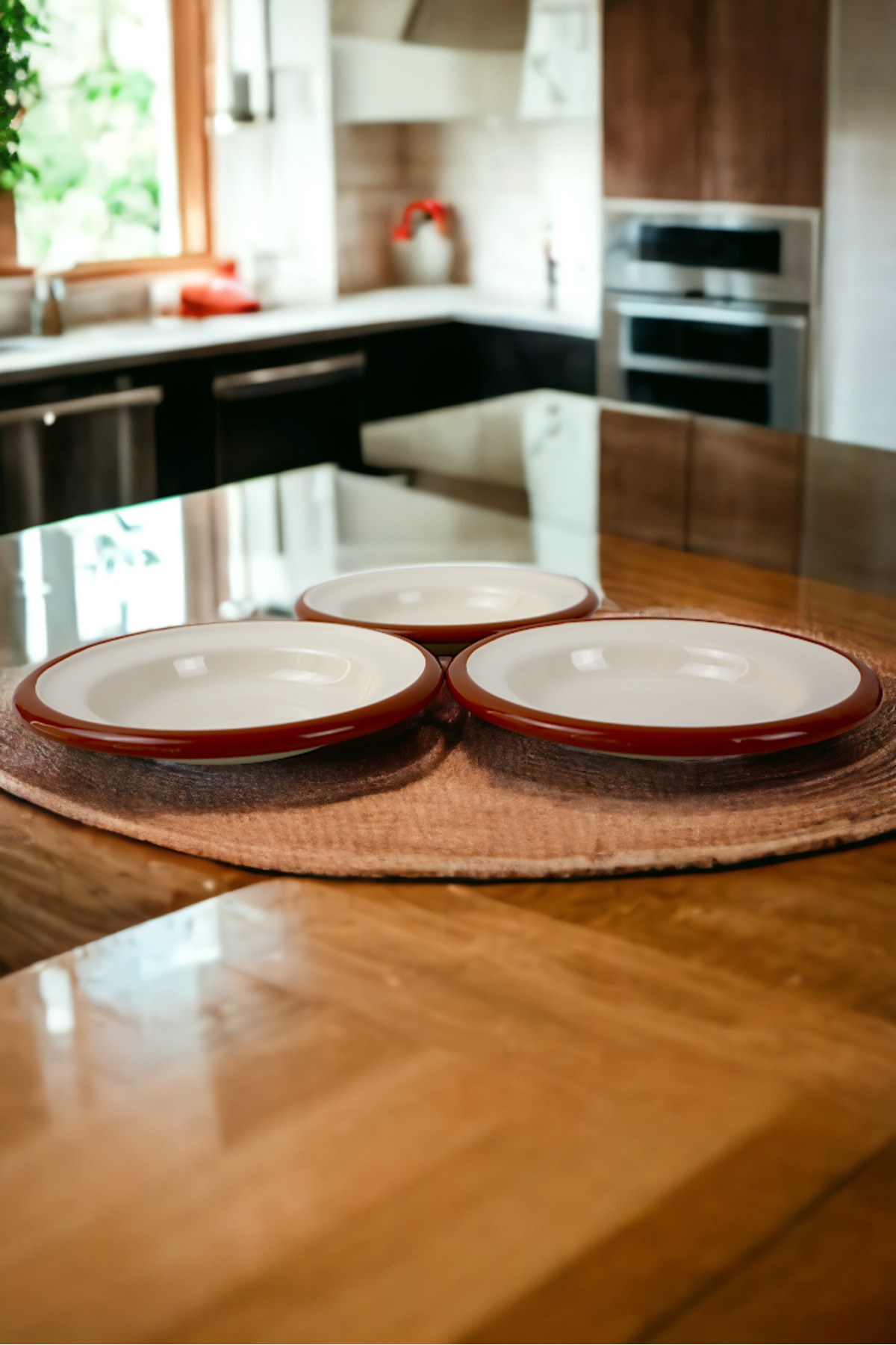 3 Parça 14Cm Emaye Tabak Set , Kahvaltı Tabağı, Reçellik, Zeytin, Peynir Tabağı, Çeyiz, Hediye