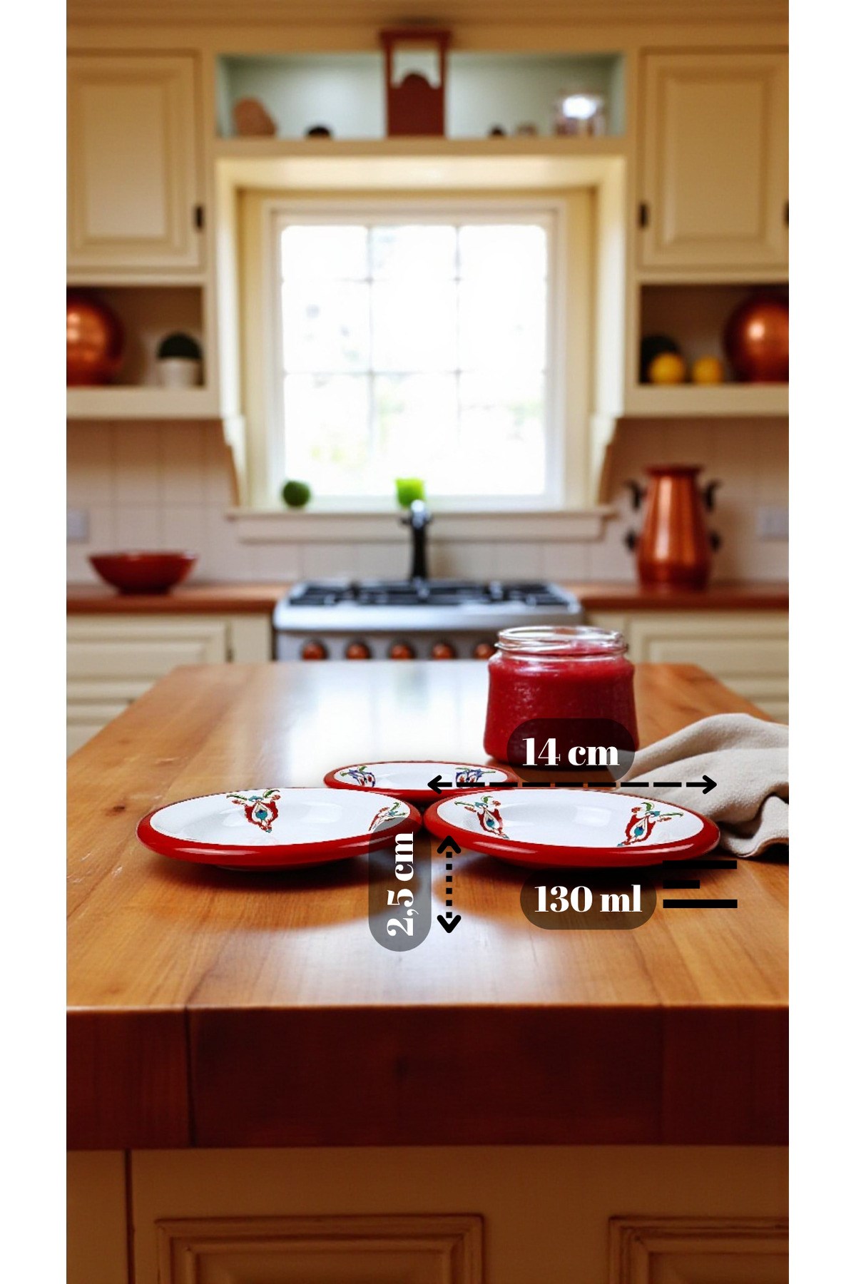 3 Parça 14Cm Emaye Tabak Set ,Kahvaltı Tabağı,Reçellik, Zeytin, Peynir Tabağı, Çeyiz, Yılbaşı Hediye