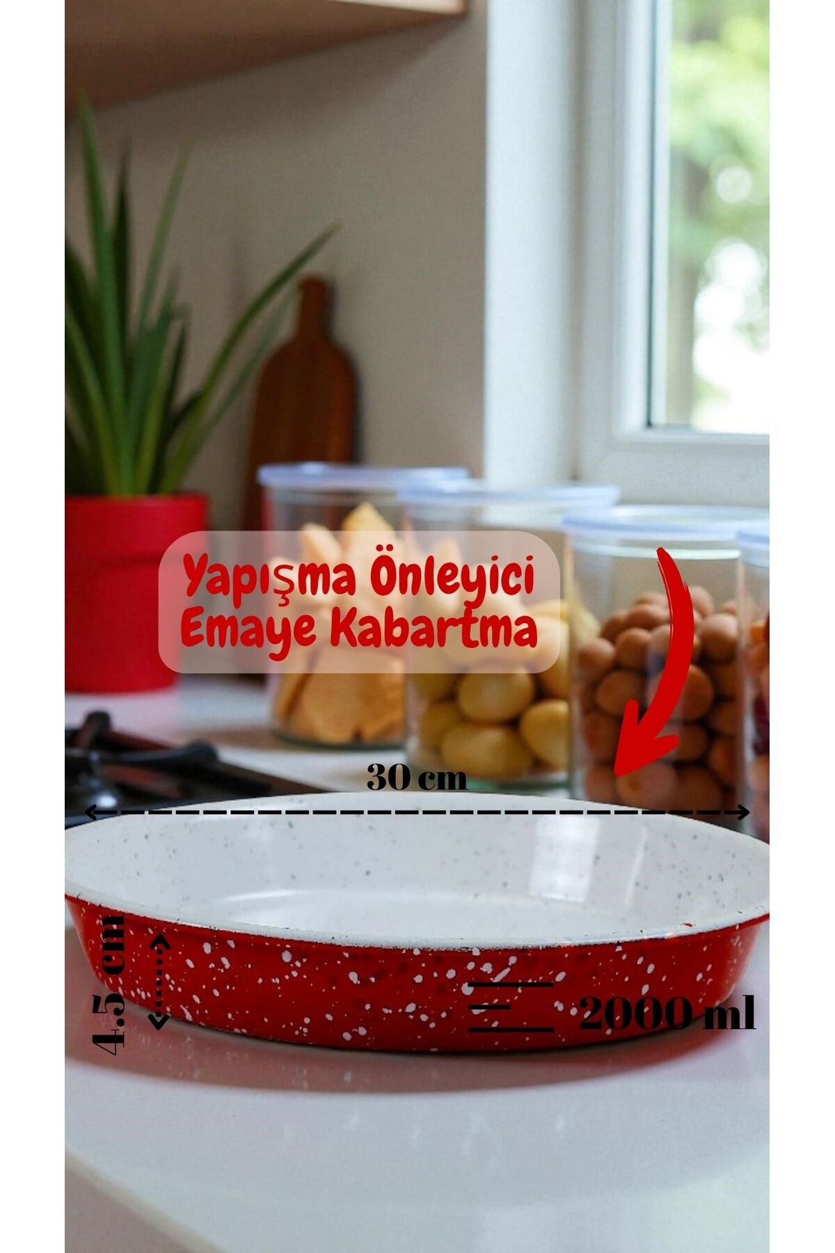 3 parça30-30-30 No Emaye Fırın Tepsi Yuvarlak Tepsi ~30 cm~30 Cm~30 cm