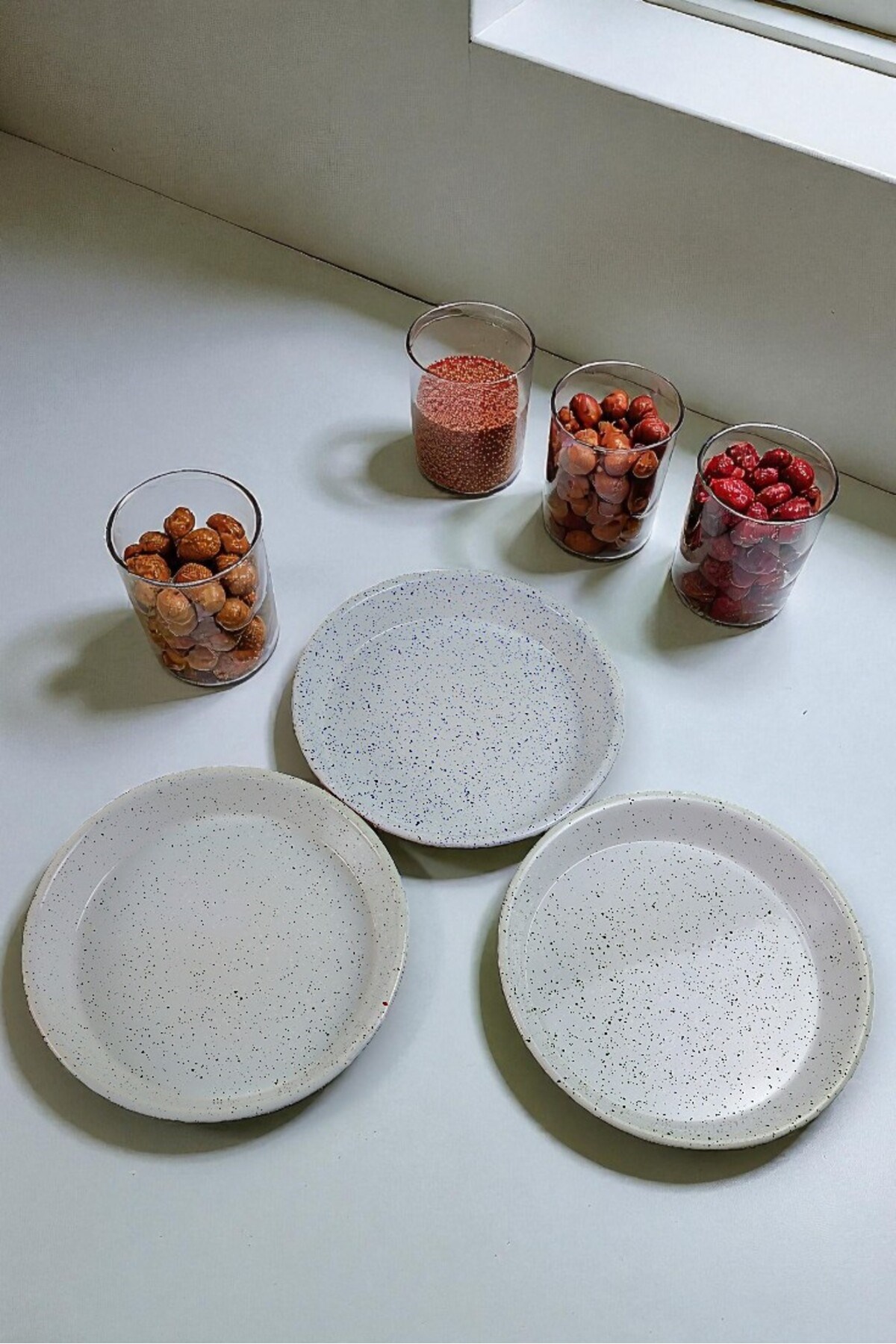 3 parça30-30-30 No Emaye Fırın Tepsi Yuvarlak Tepsi ~30 cm~30 Cm~30 cm