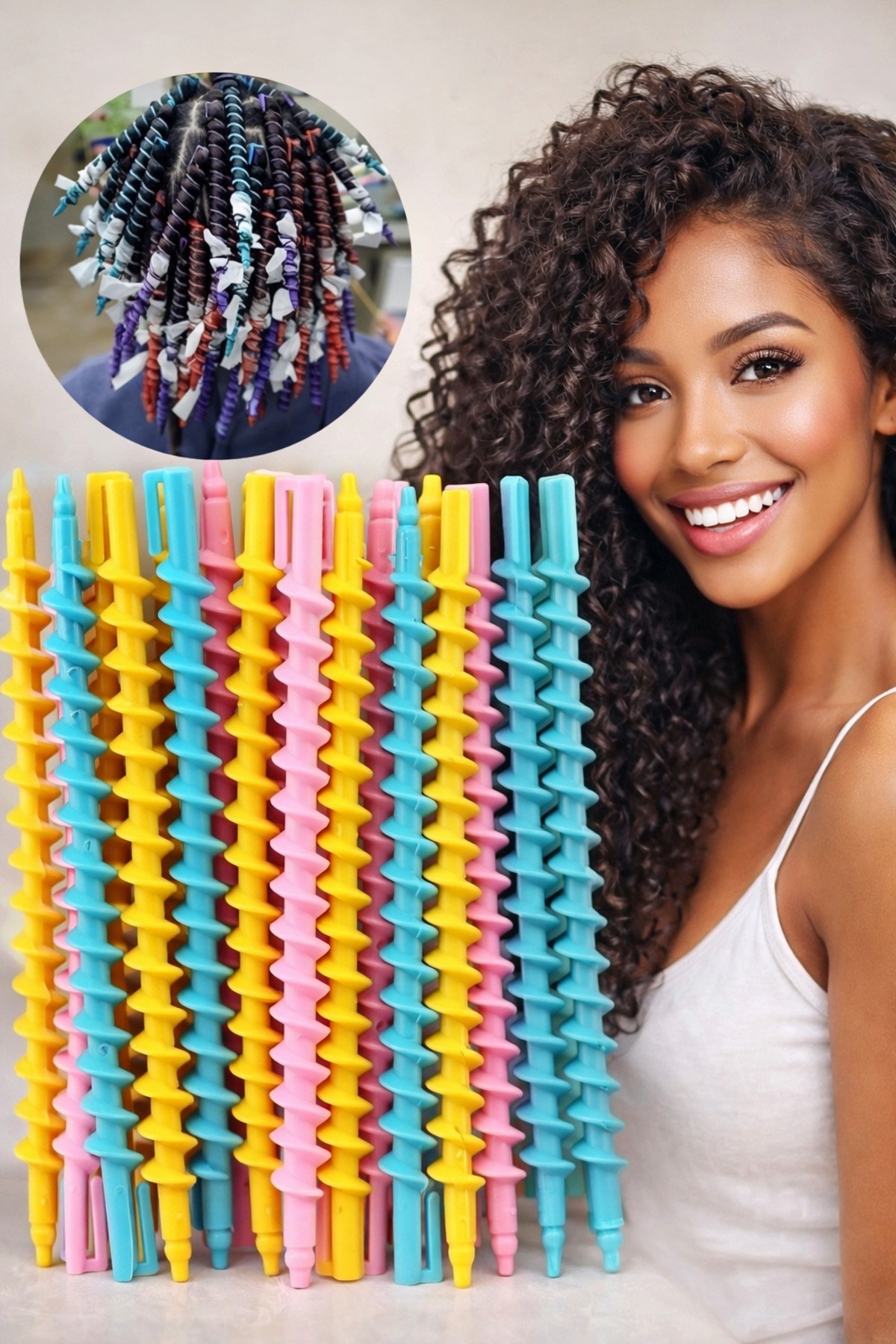 30 Adet Spiral Saç Şekillendirici Bigudi Seti Isısız Bukle Aparatı