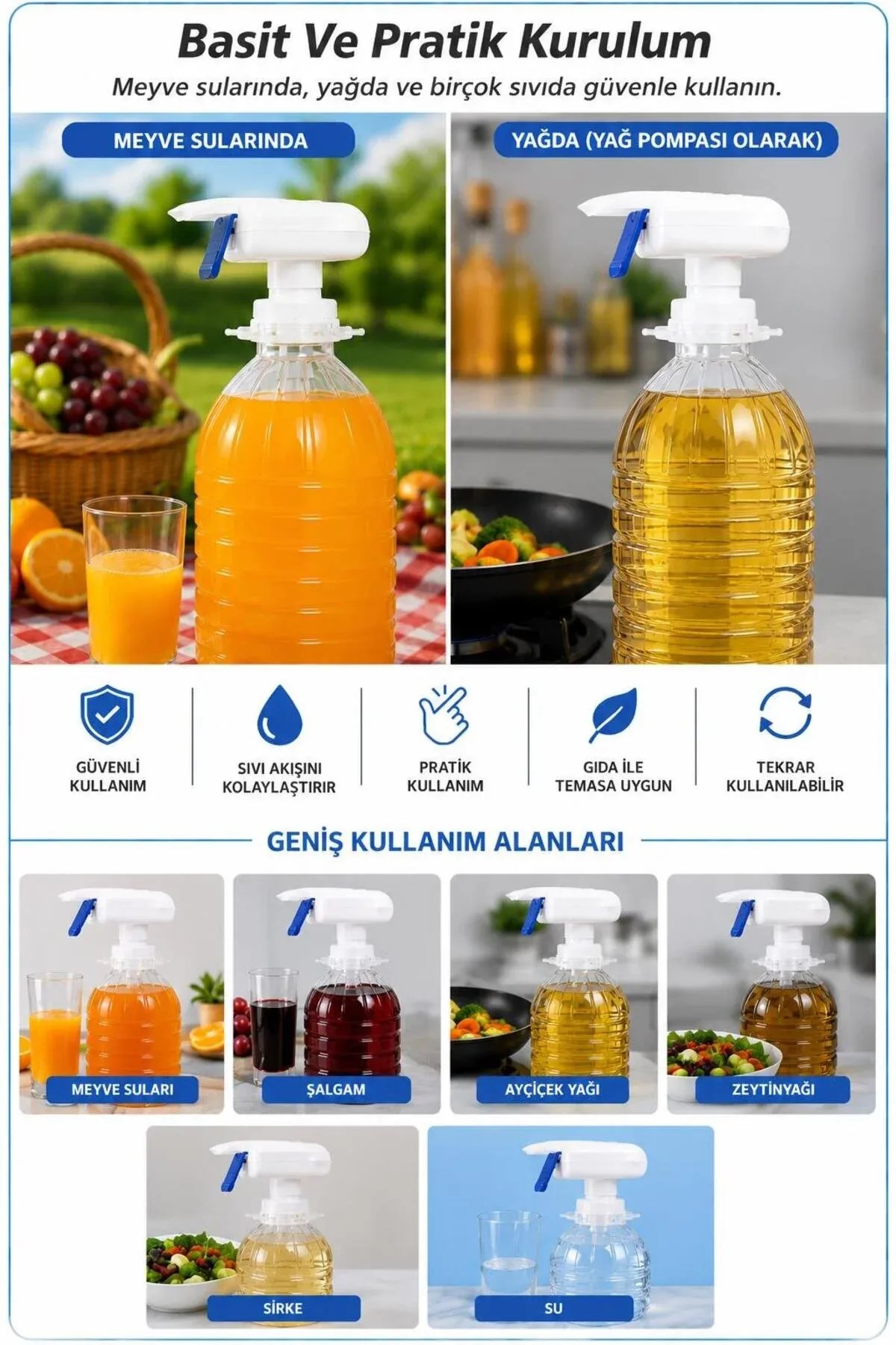 30 Cm Borulu Pilli Otomatik İçecek Doldurucu – Pratik Sıvı Aktarma Pompası