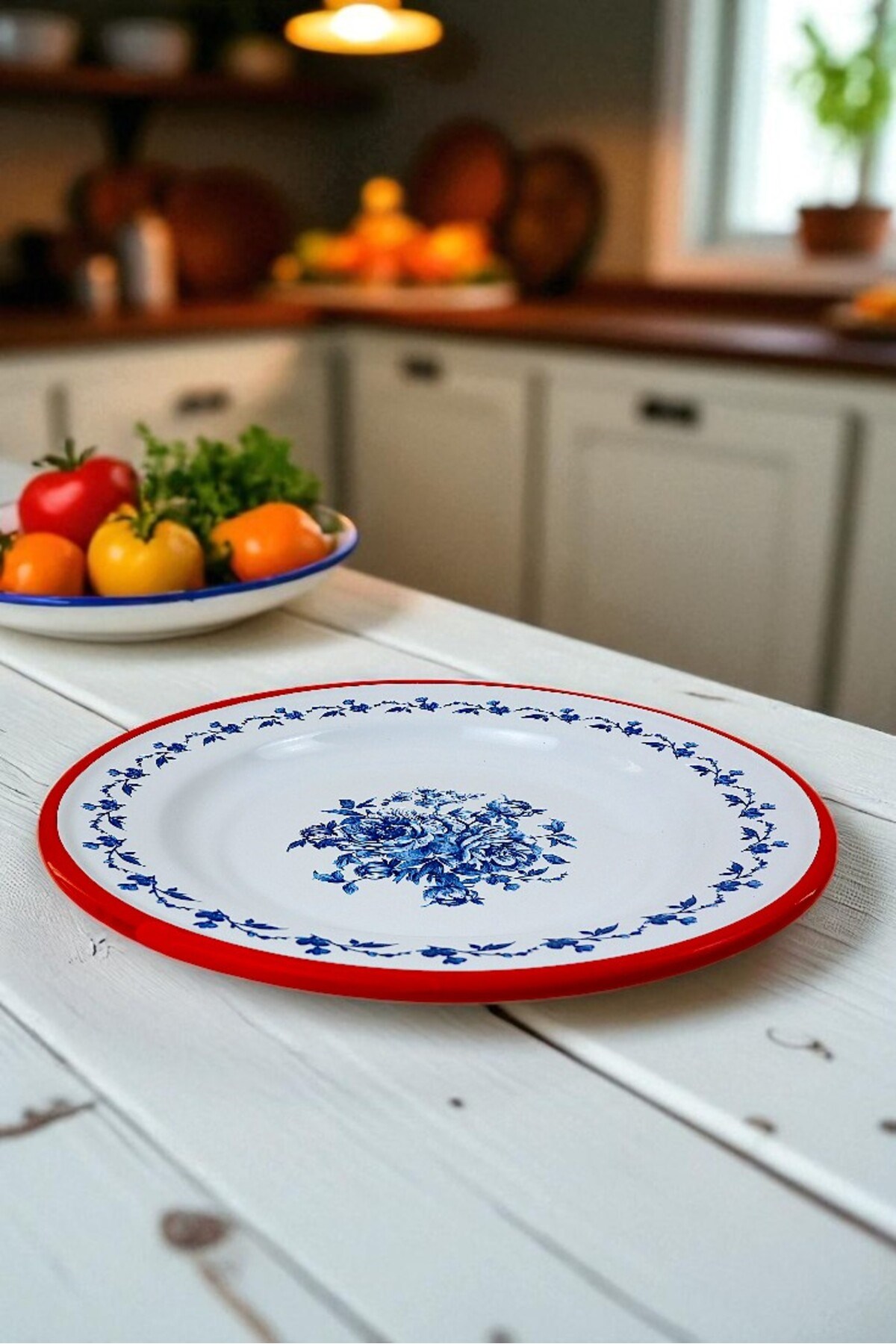 30 No 30 Cm Emaye Yemek Tabağı Tabak Servis Yemek Kamp Piknik, Çeyiz, Hediye