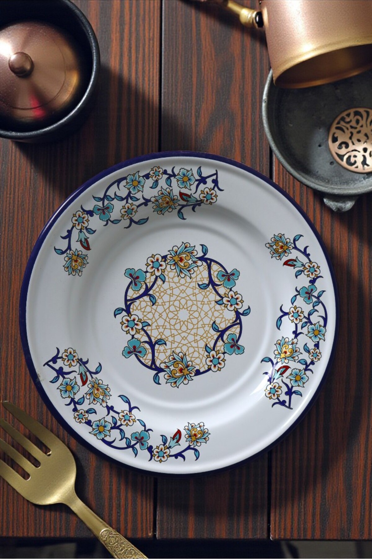 30 No 30 Cm Emaye Yemek Tabağı Tabak Servis Yemek Kamp Piknik, Çeyiz, Hediye