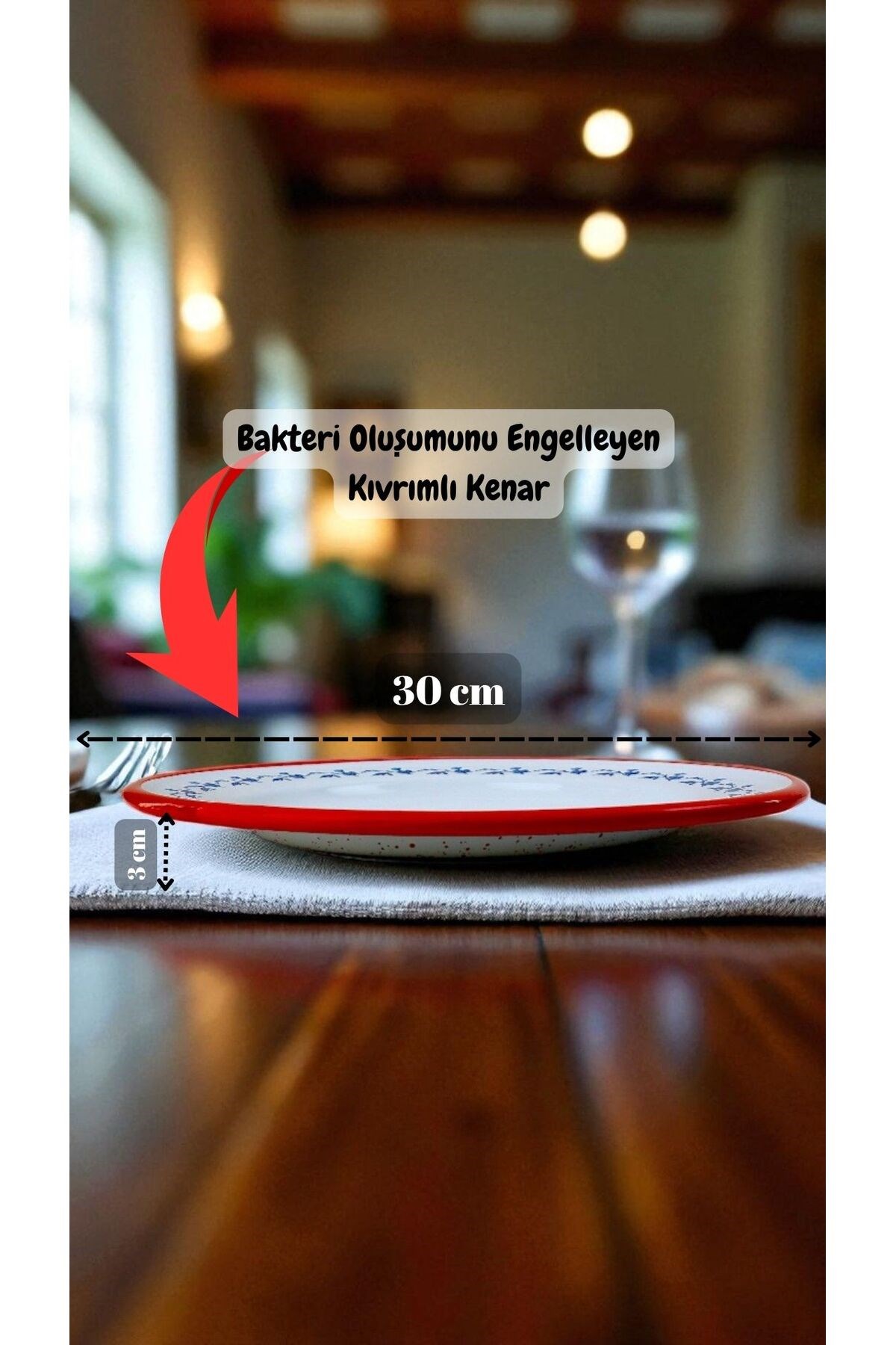 30 No 30 Cm Emaye Yemek Tabağı Tabak Servis Yemek Kamp Piknik, Çeyiz, Hediye