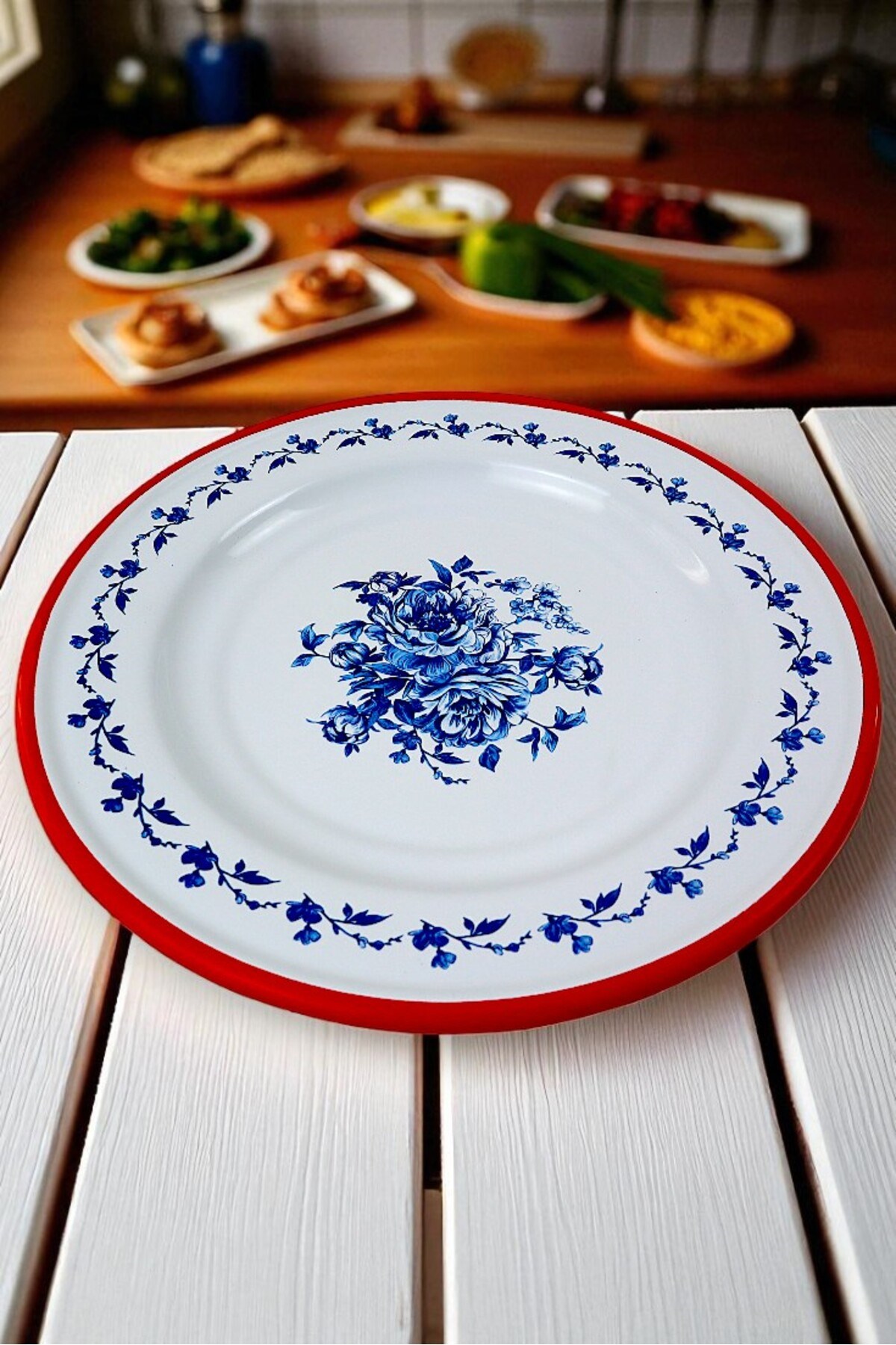 30 No 30 Cm Emaye Yemek Tabağı Tabak Servis Yemek Kamp Piknik, Çeyiz, Hediye