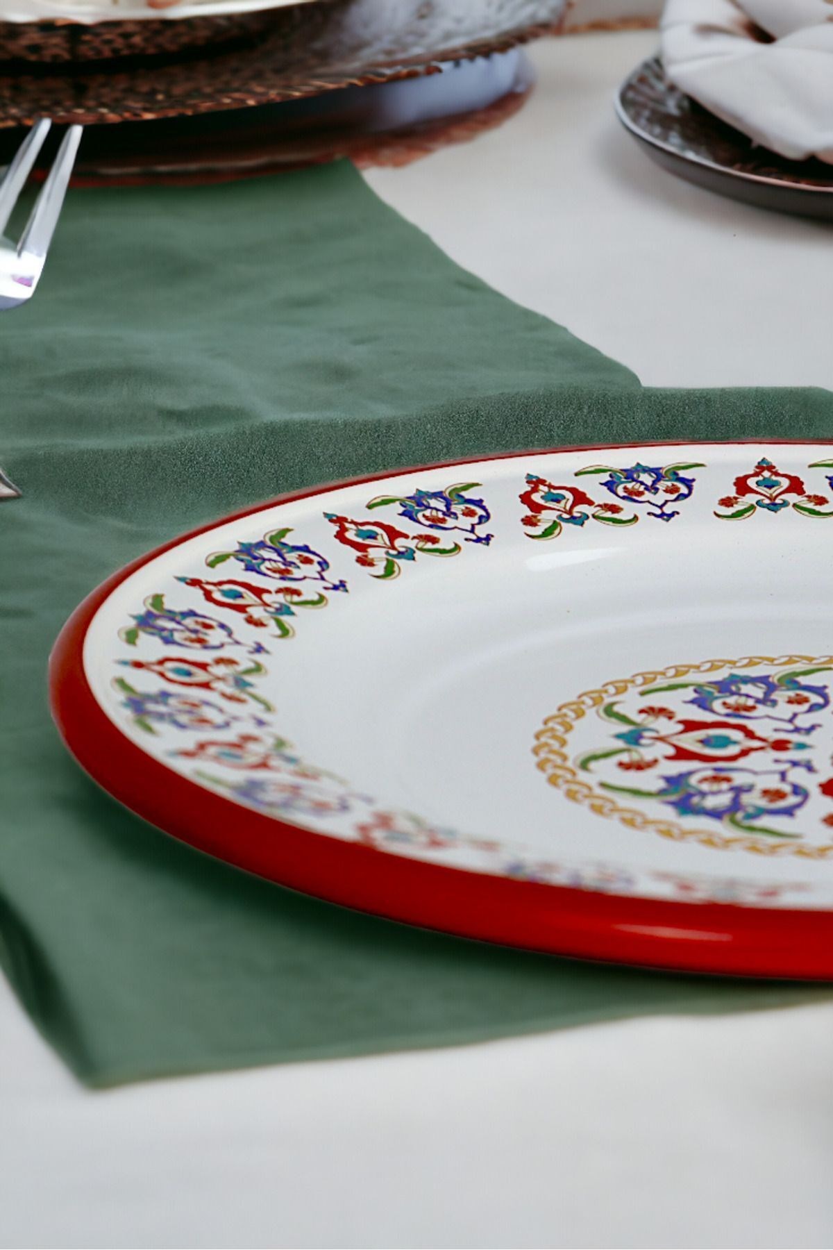 30 No 30 Cm Emaye Yemek Tabağı Tabak Servis Yemek Kamp Piknik