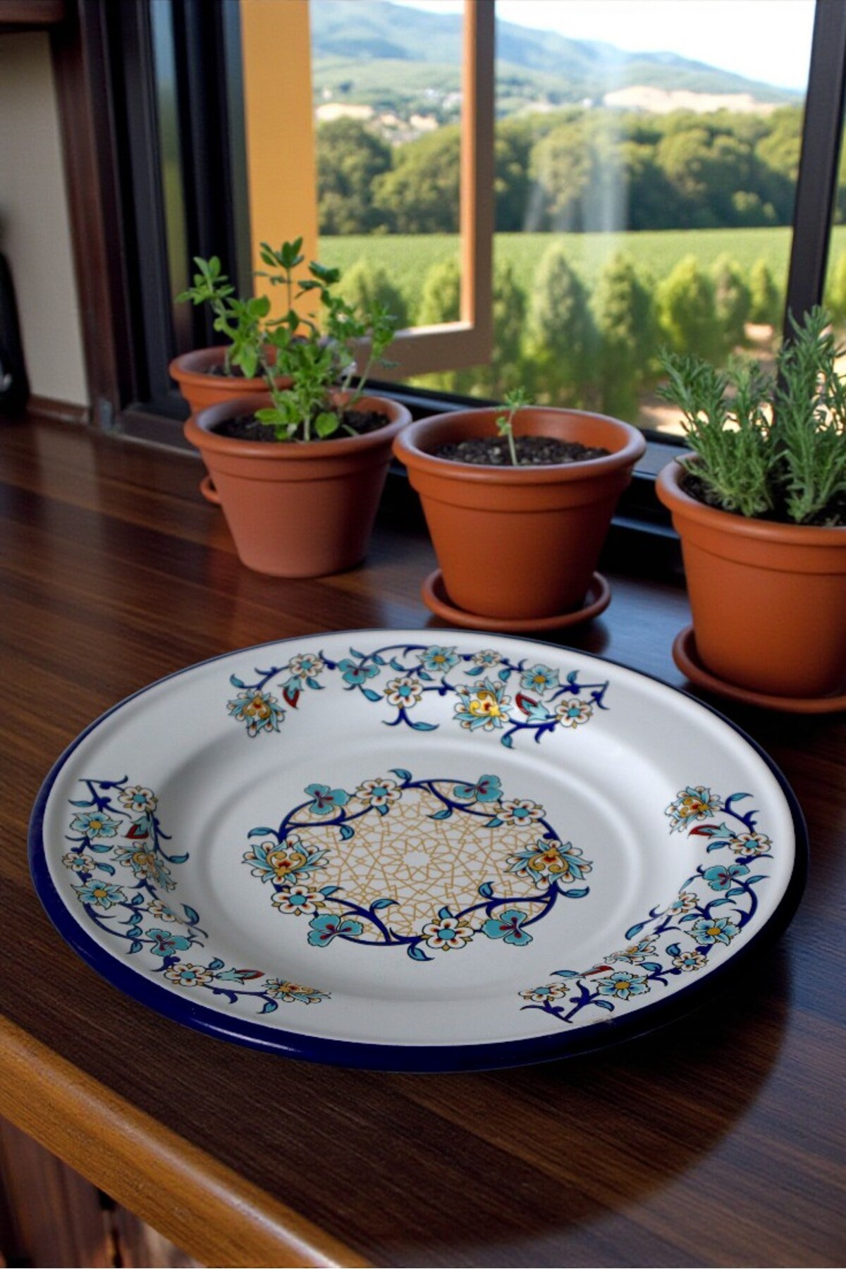 30 No 30 Cm Emaye Yemek Tabağı Tabak Servis Yemek Kamp Piknik, Çeyiz, Hediye