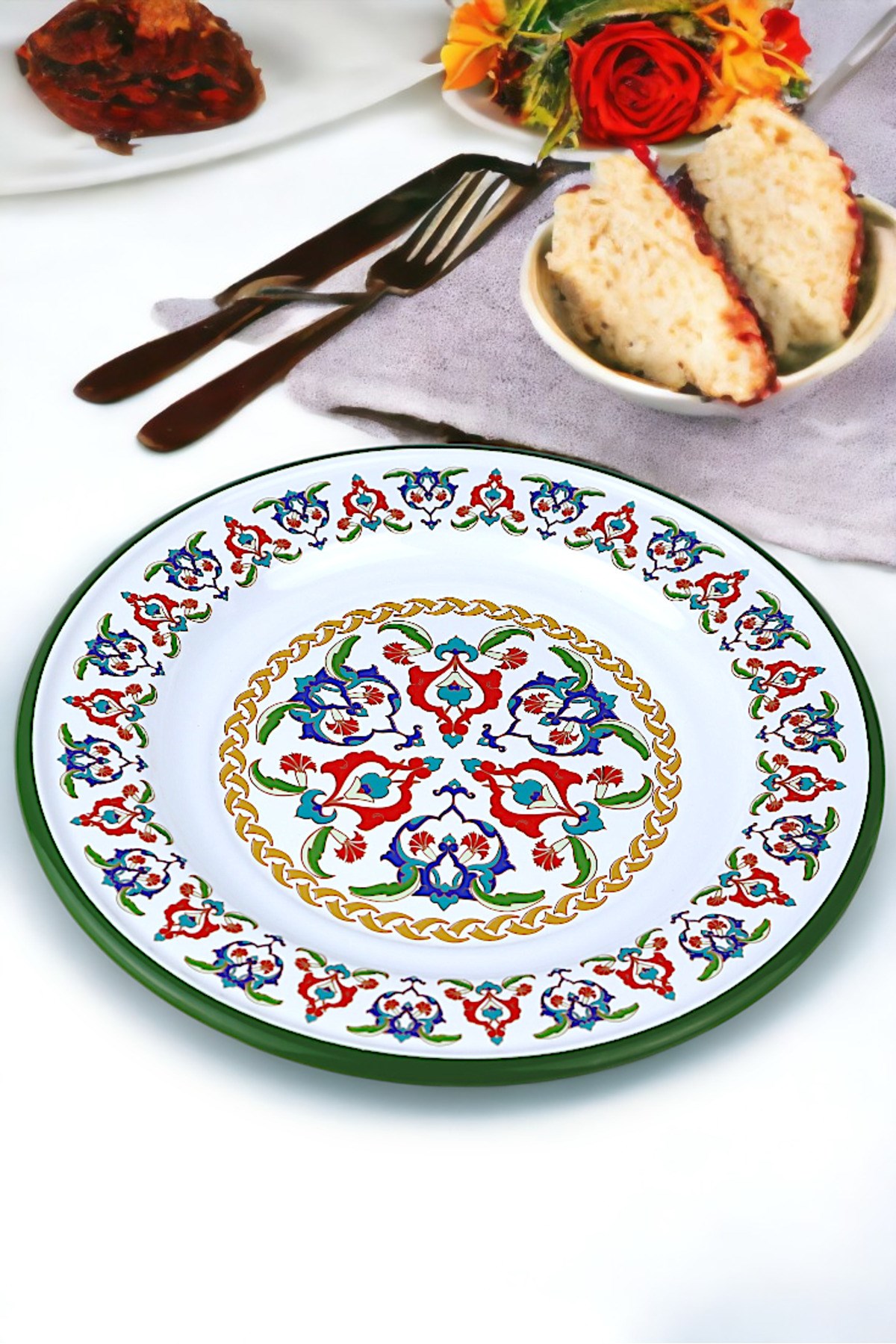 30 No 30 Cm Emaye Yemek Tabağı Tabak Servis Yemek Kamp Piknik, Çeyiz, Hediye