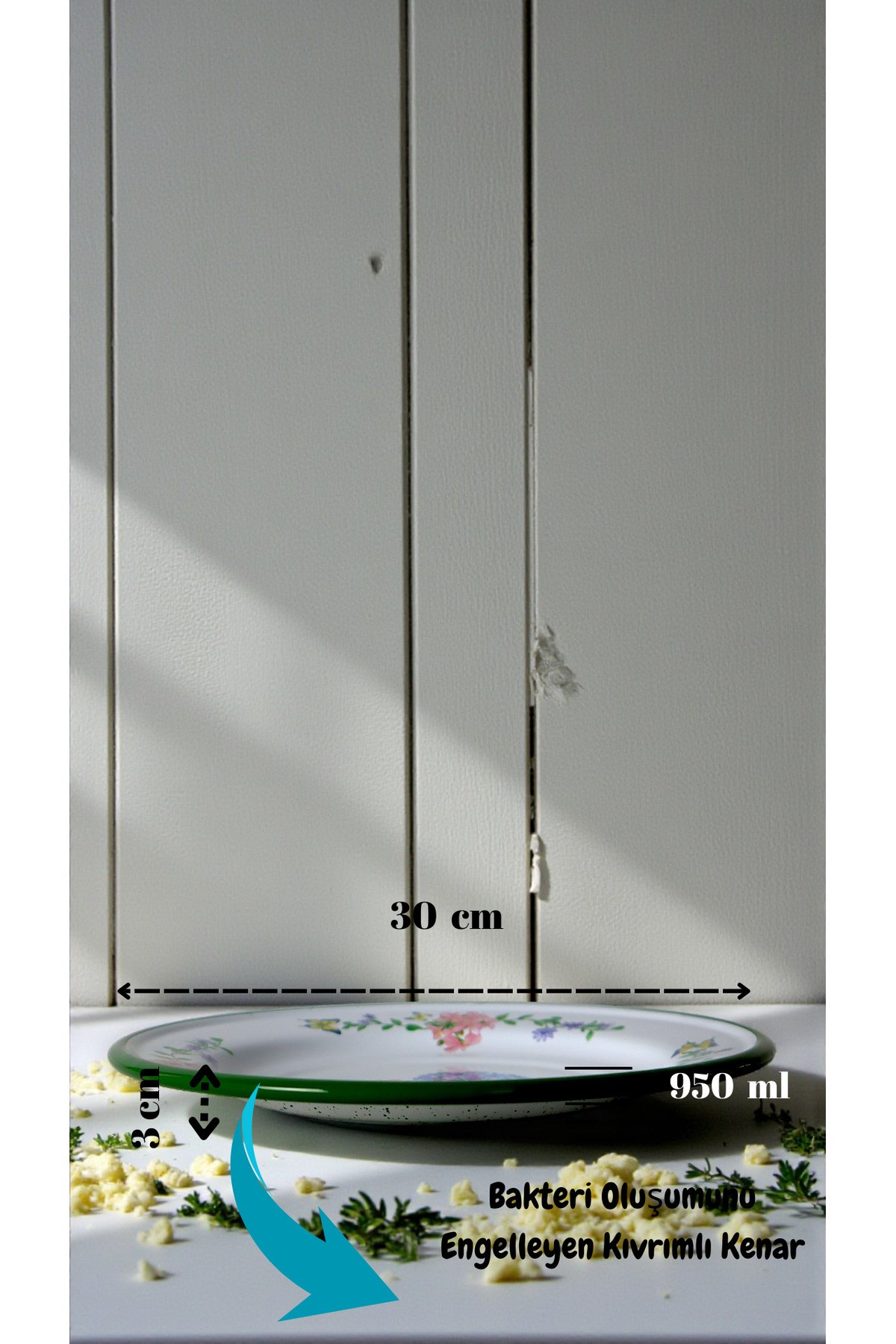 30 No 30 Cm Emaye Yemek Tabağı Tabak Servis Yemek Kamp Piknik, Çeyiz, Hediye