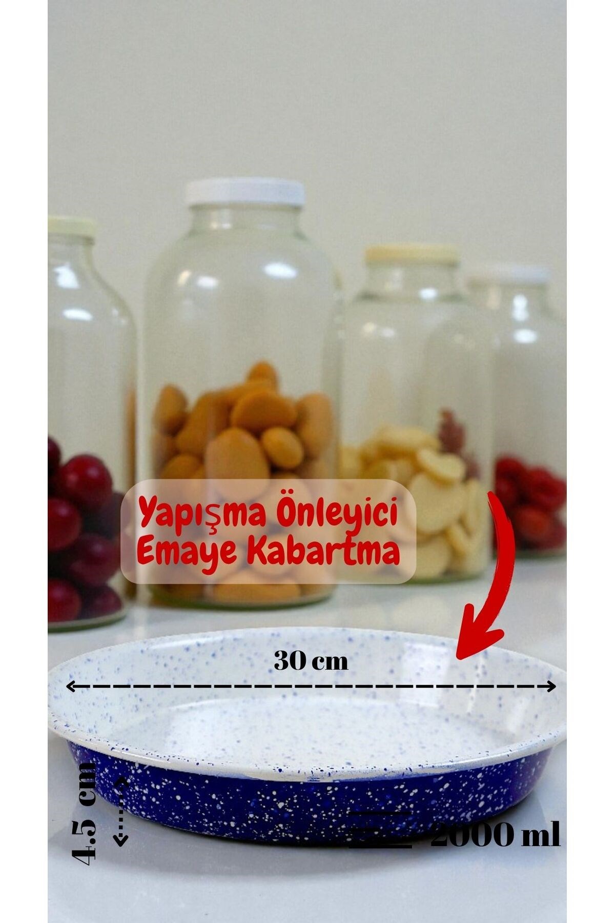 30 No Emaye Fırın Tepsi Yuvarlak Tepsi ~30 Cm