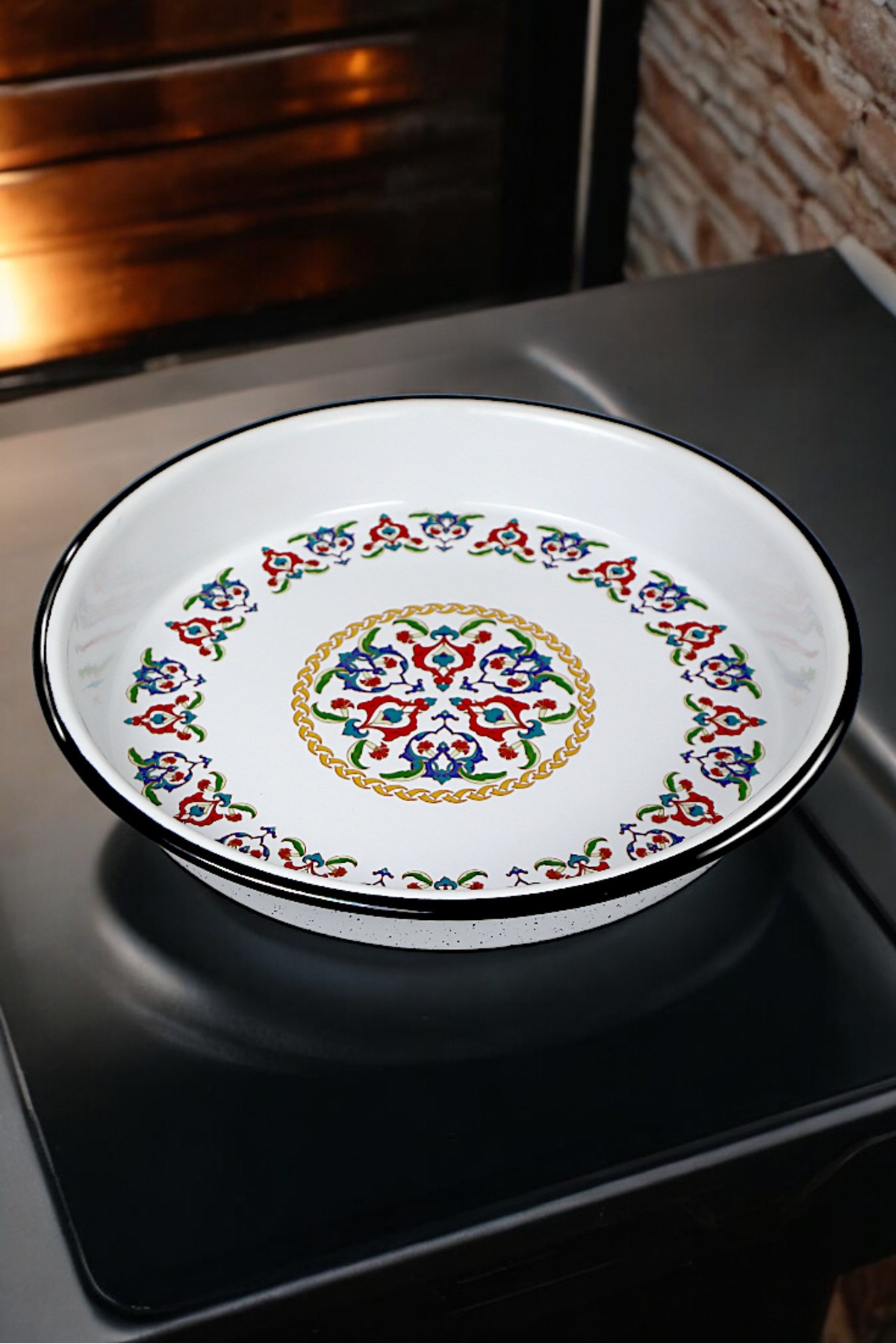 30 No Emaye Fırın Tepsi Yuvarlak Tepsi 30 Cm
