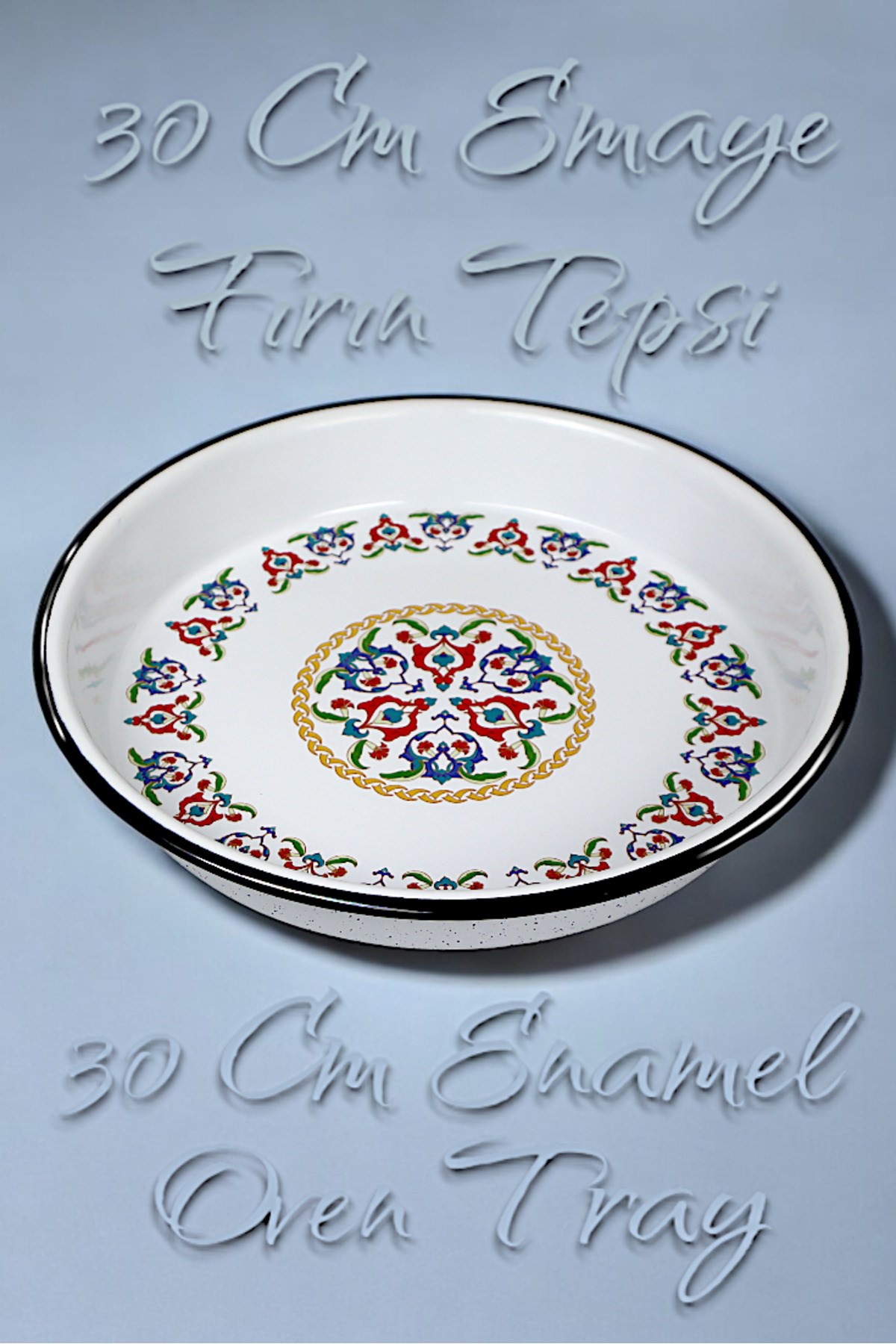 30 No Emaye Fırın Tepsi Yuvarlak Tepsi 30 Cm