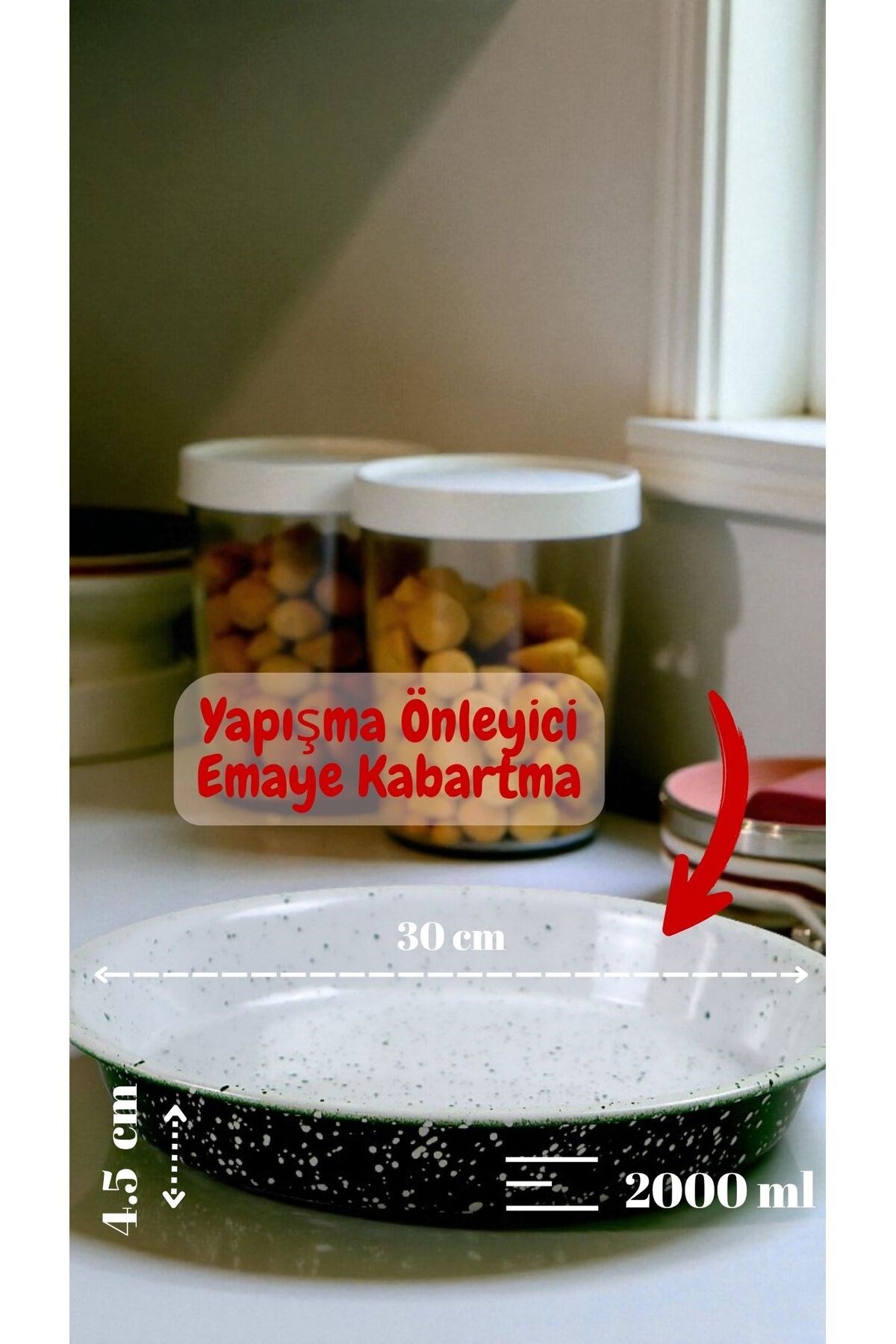 30 No Emaye Fırın Tepsi Yuvarlak Tepsi ~30 Cm