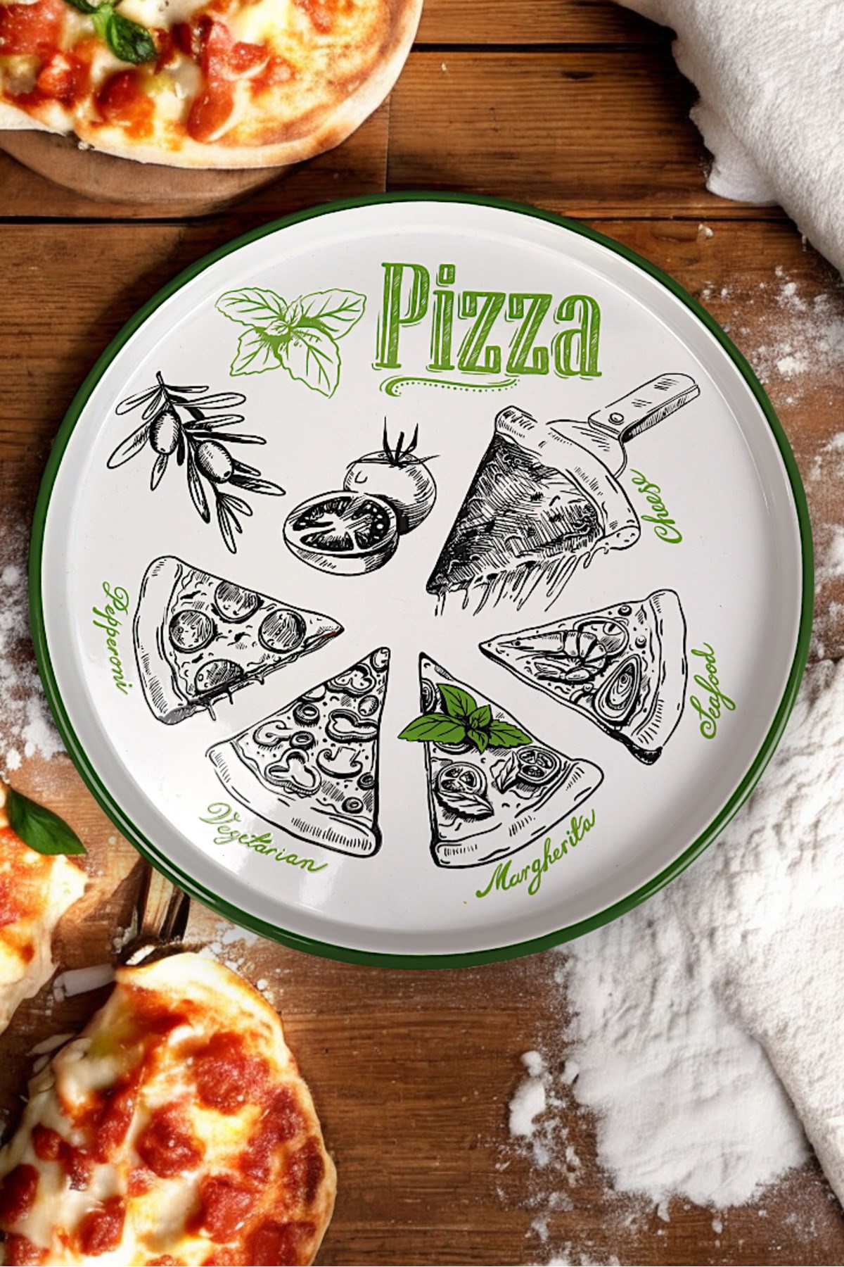 30 No Pizza Tabağı Tepsisi Supla Pasta Tabağı Servis Tabağı Fırın Tepsisi 30 Cm