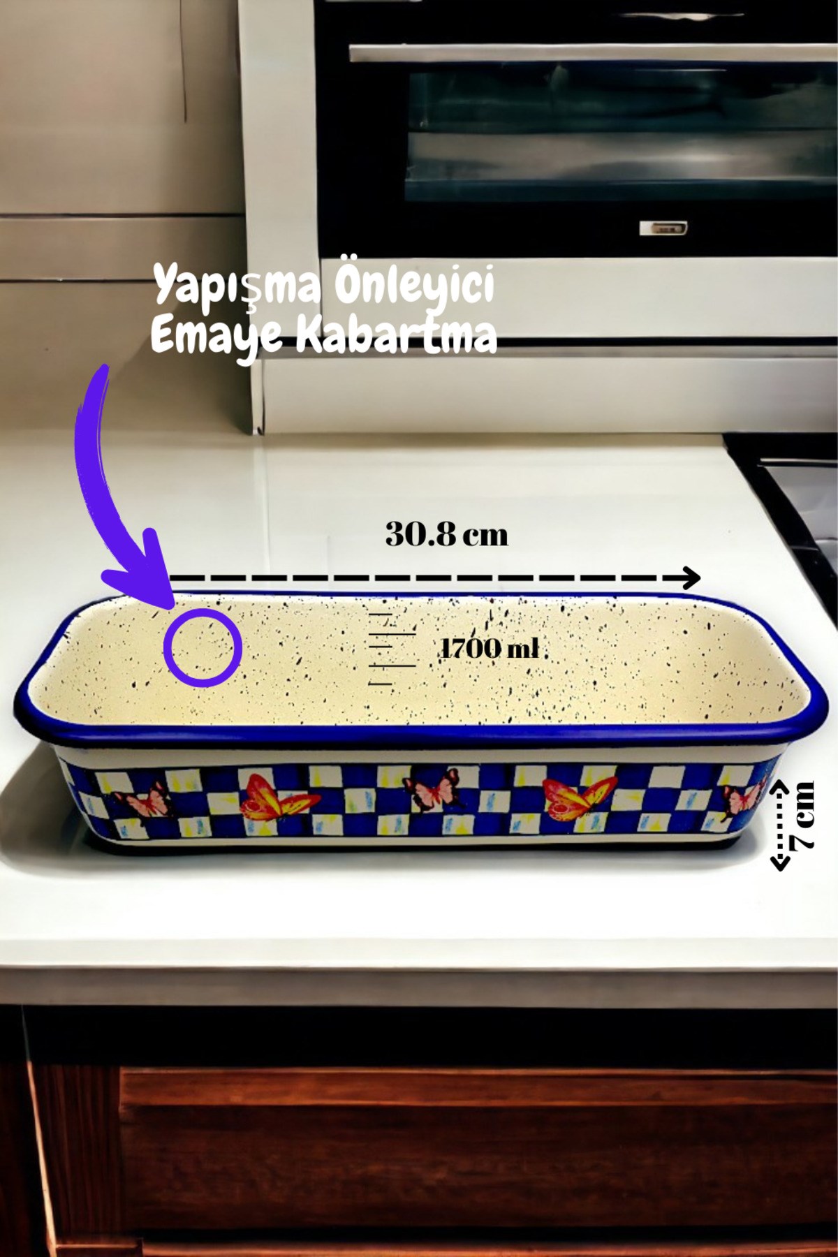 30/13 Emaye Baton Kek Ekmek Kalıbı 1,7Lt Fırın, Pişirme, Pasta, Çeyiz,