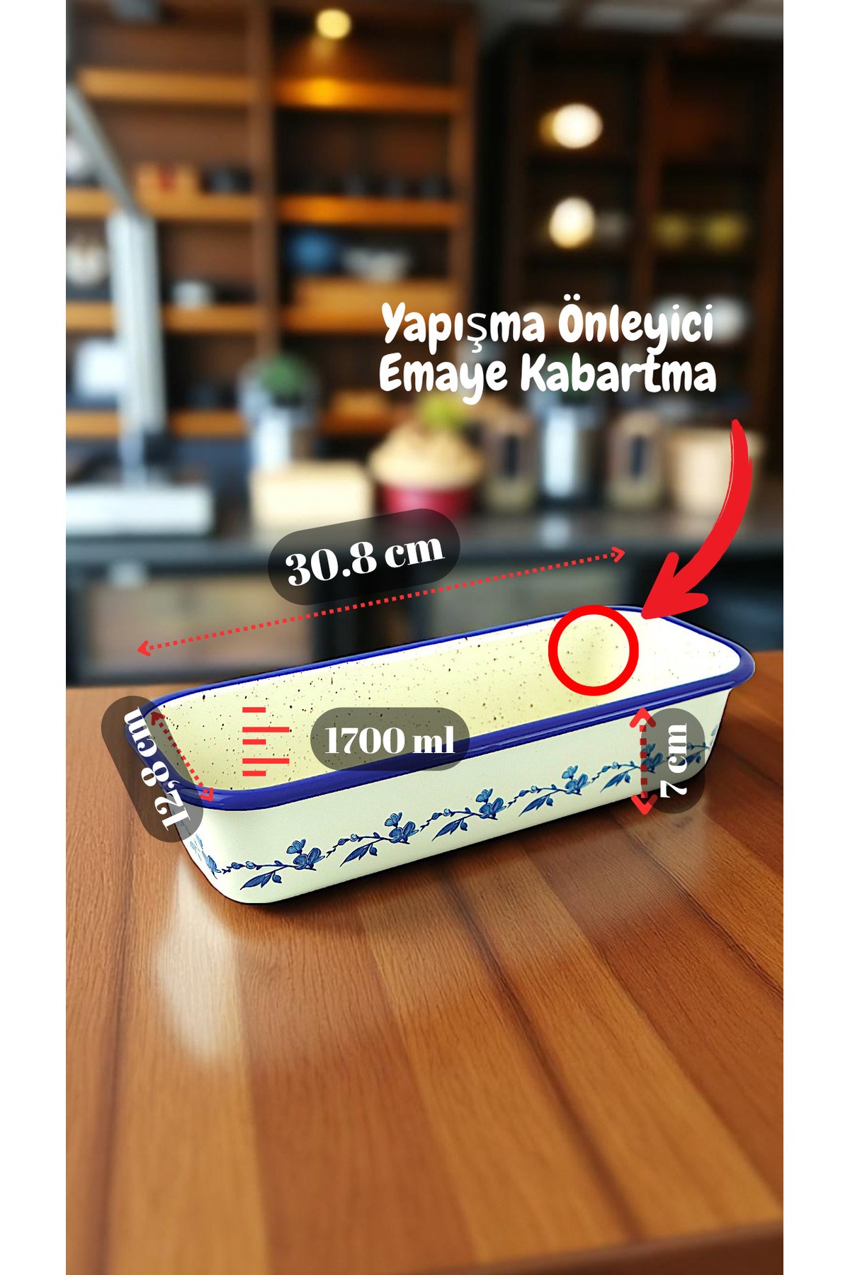 30/13 Emaye Baton Kek Ekmek Kalıbı 1,7Lt Fırın, Pişirme, Pasta, Çeyiz,