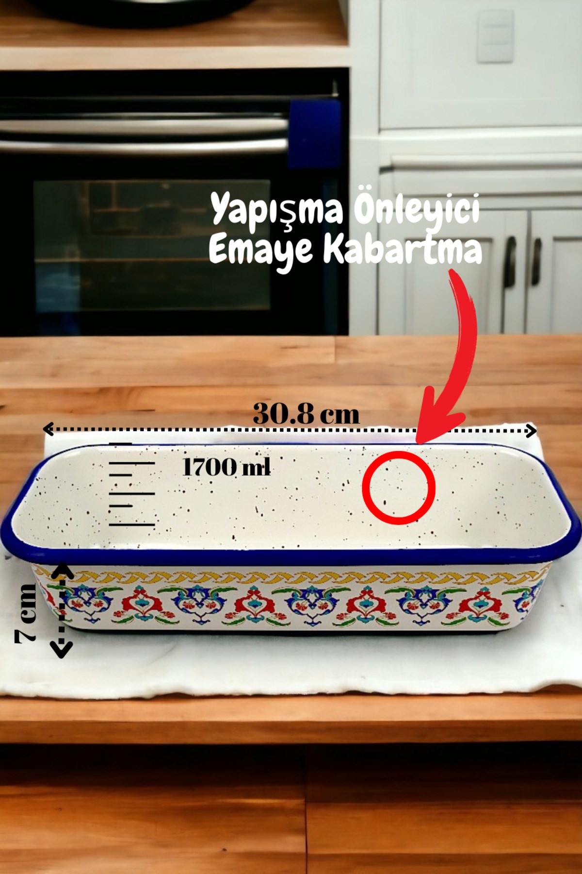 30/13 Emaye Baton Kek Ekmek Kalıbı 1,7Lt Fırın, Pişirme, Pasta, Çeyiz,