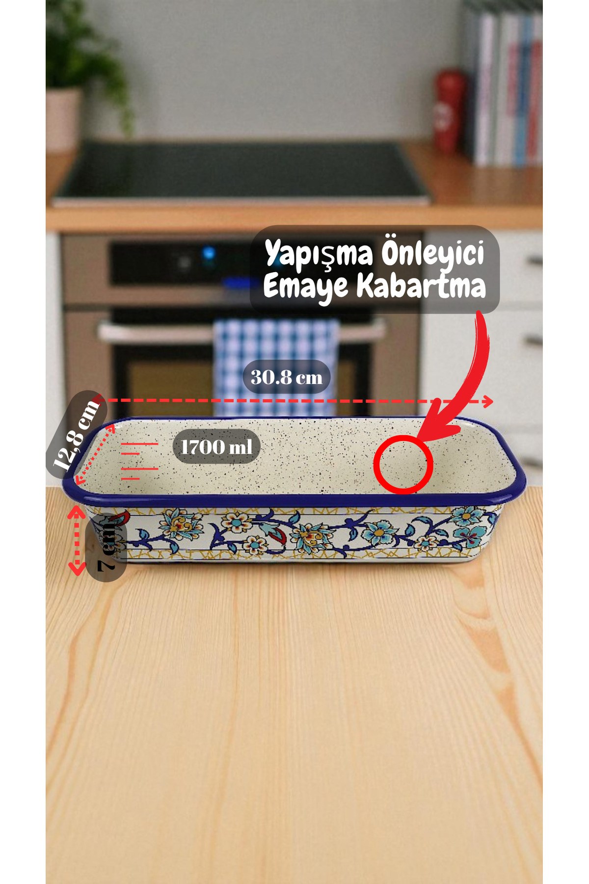 30/13 Emaye Baton Kek Ekmek Kalıbı 1,7Lt Fırın, Pişirme, Pasta, Çeyiz,