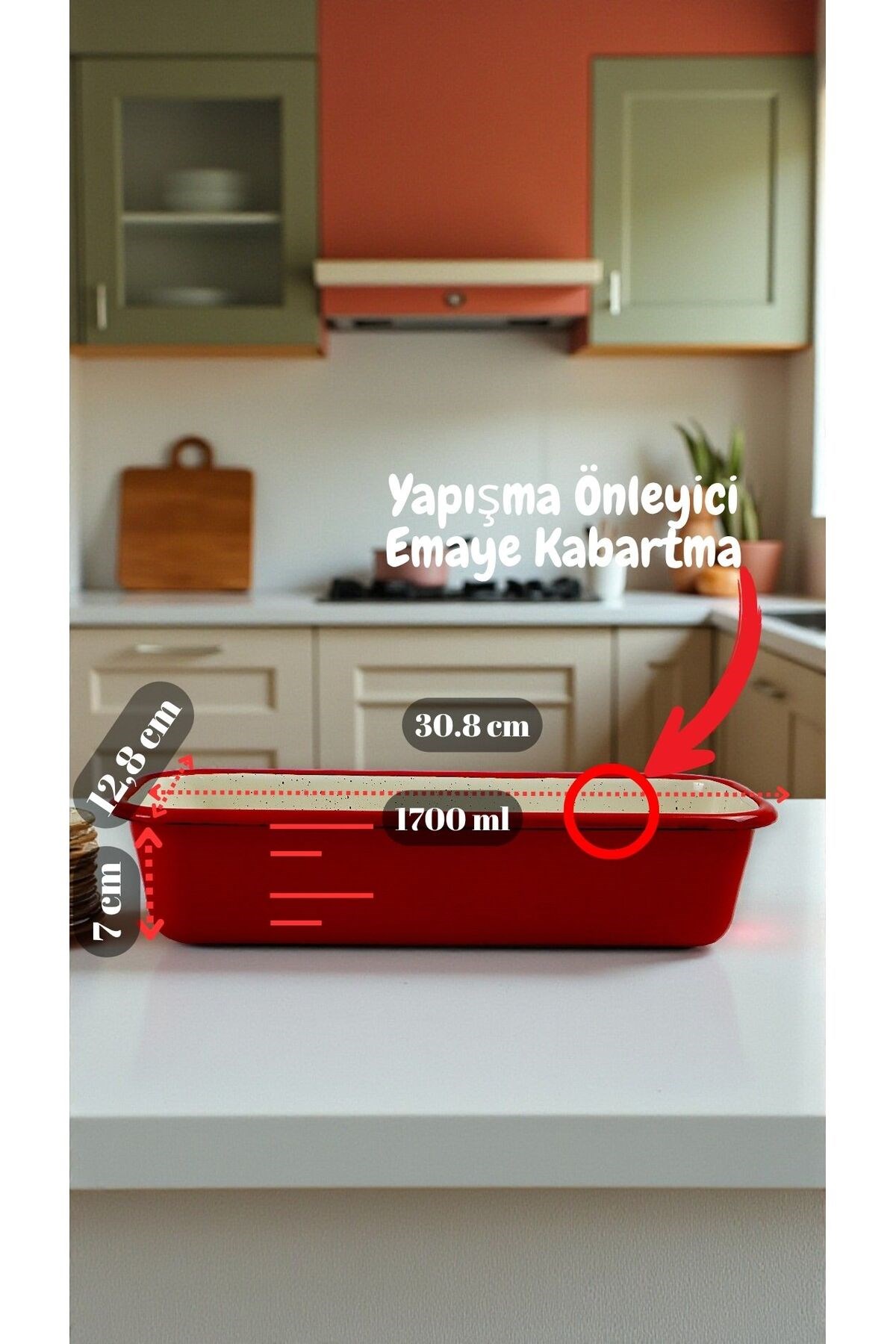 30/13 Emaye Baton Kek Ekmek Kalıbı 1,7Lt Fırın, Pişirme, Pasta, Çeyiz,