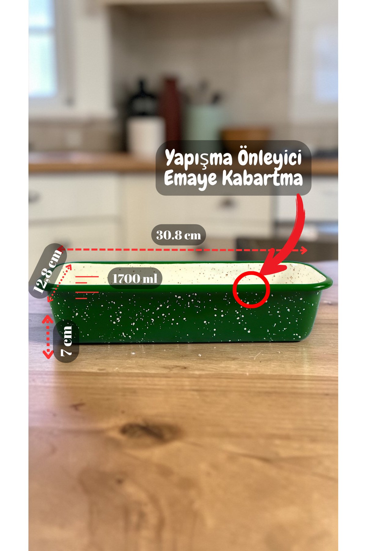 30/13 Emaye Baton Kek Ekmek Kalıbı 1,7Lt Fırın, Pişirme, Pasta, Çeyiz,