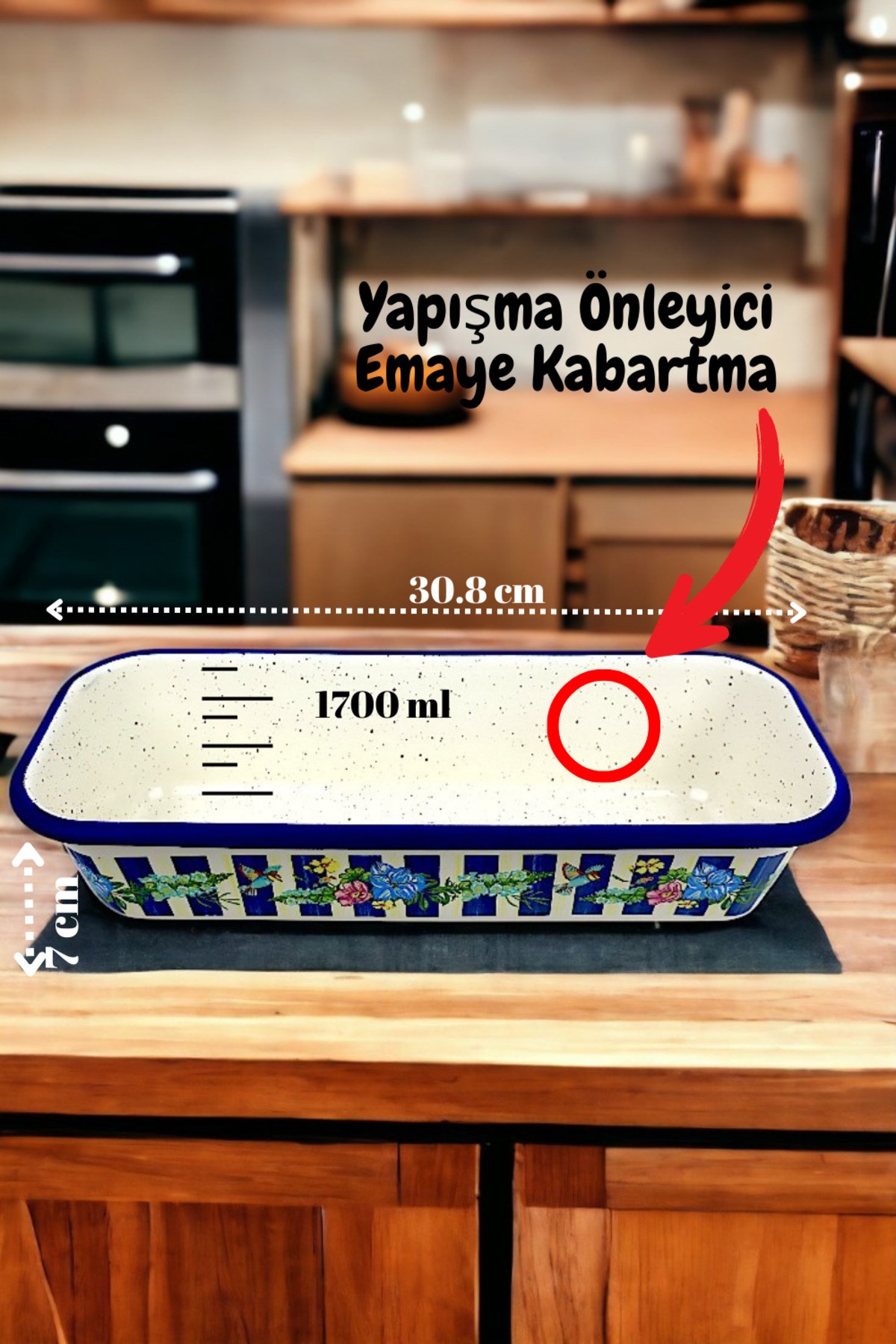 30/13 Emaye Baton Kek Ekmek Kalıbı 1,7Lt Fırın, Pişirme, Pasta, Çeyiz,
