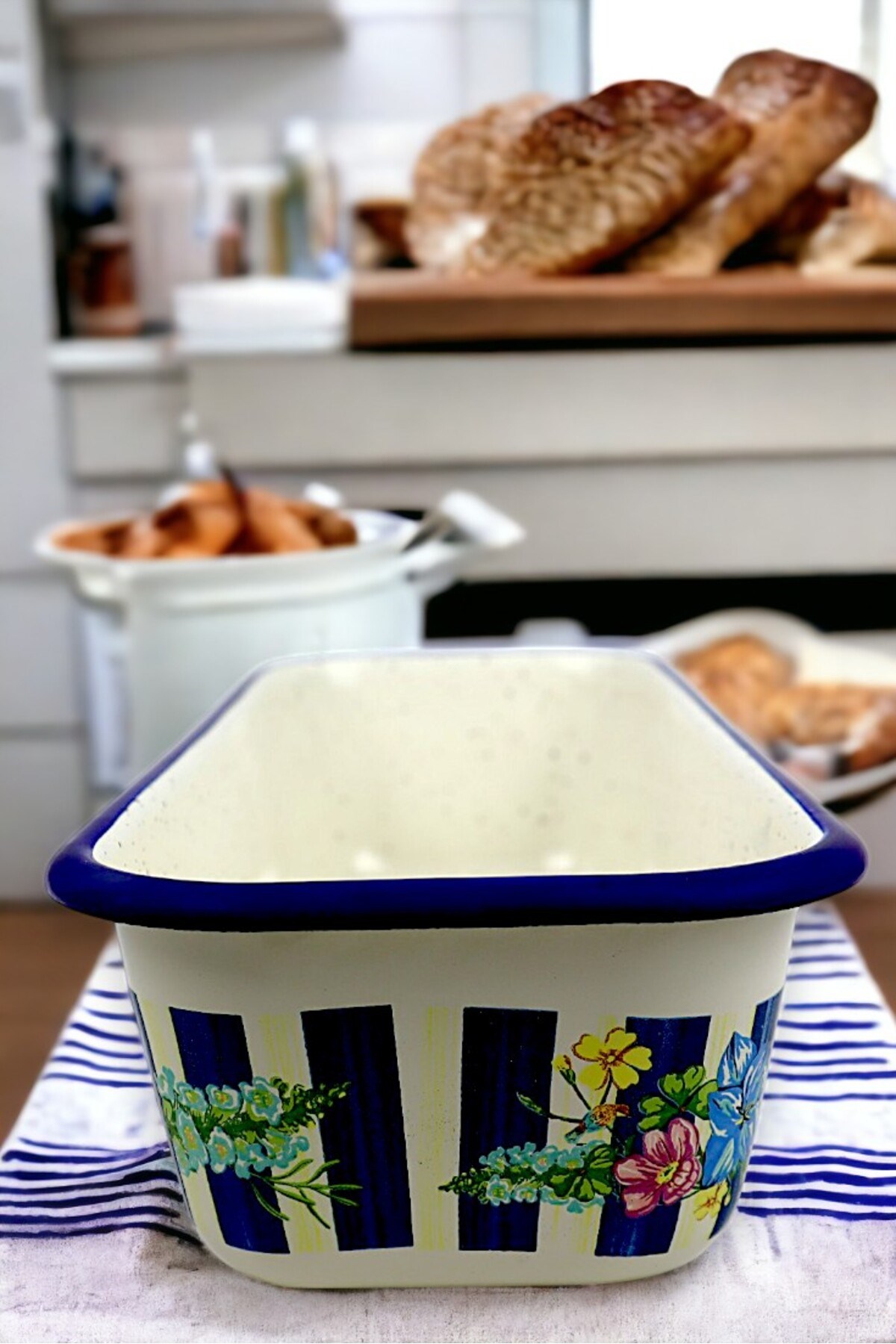 30/13 Emaye Baton Kek Ekmek Kalıbı 1,7Lt Fırın, Pişirme, Pasta, Çeyiz,