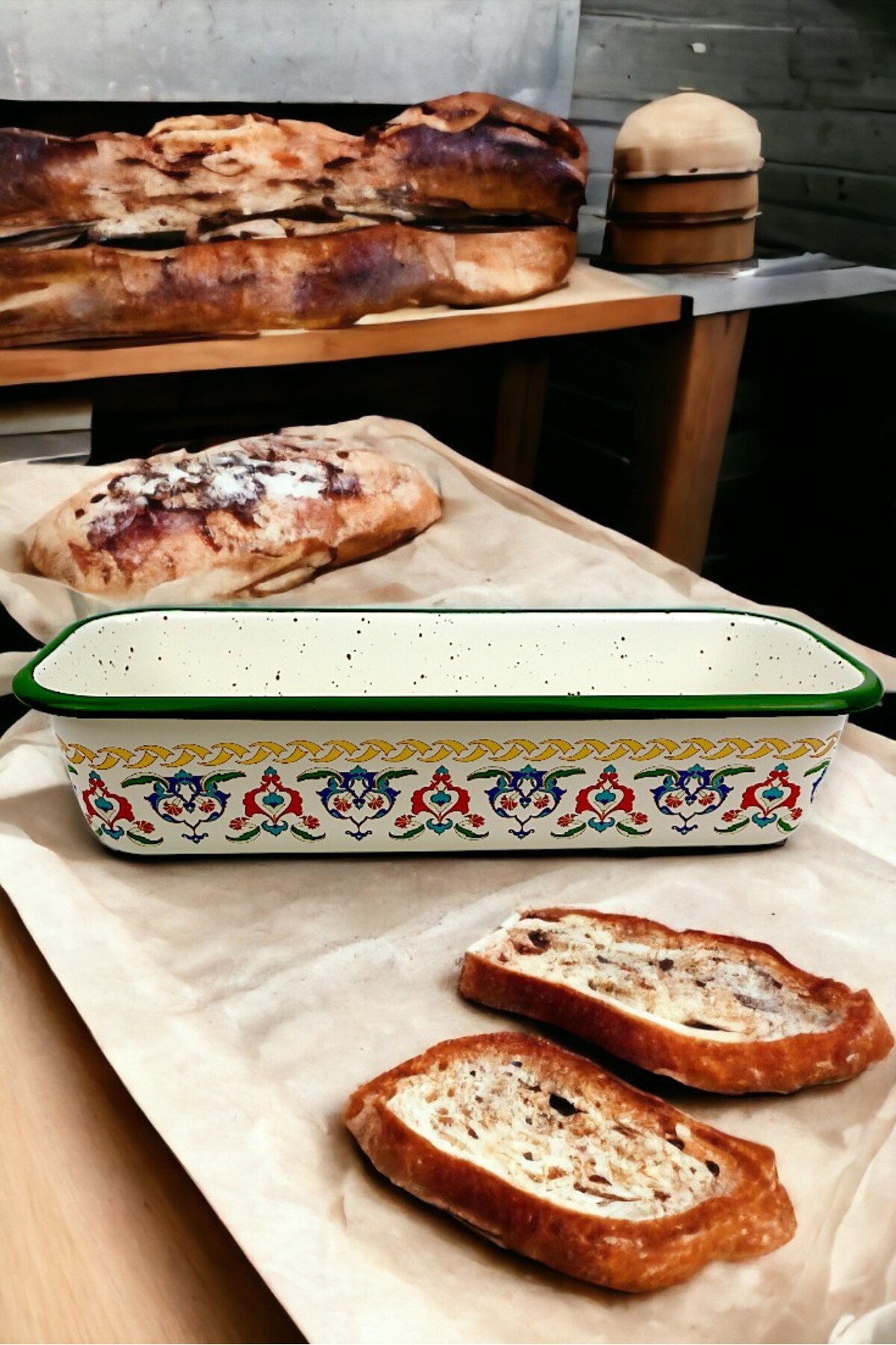 30/13 Emaye Baton Kek Ekmek Kalıbı 1,7Lt Fırın, Pişirme, Pasta, Çeyiz,