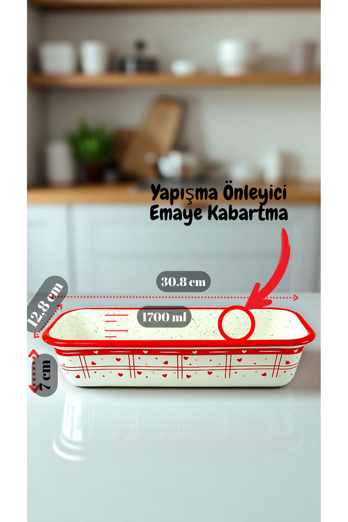 30/13 Emaye Baton Kek Ekmek Kalıbı 1,7Lt Fırın, Pişirme, Pasta, Çeyiz,