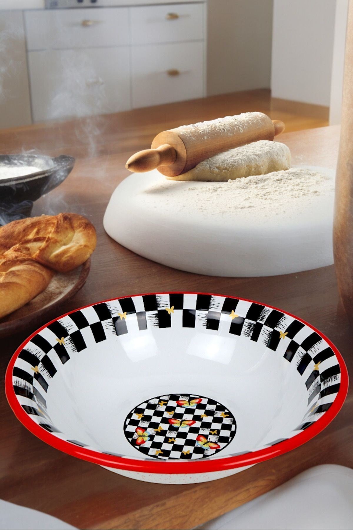 32 Cm 3.5 Litre Emaye Leğen Çırpma Ve Karıştırma Kabı. Hamur Leğeni. Meyvelik. Çeyiz. Büyük Kase