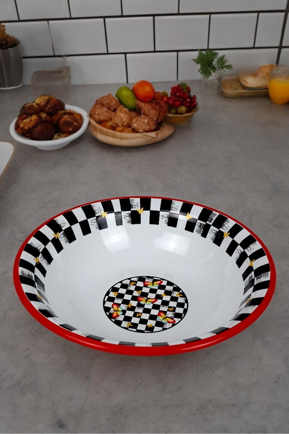 32 Cm 3.5 Litre Emaye Leğen Çırpma Ve Karıştırma Kabı. Hamur Leğeni. Meyvelik. Çeyiz. Büyük Kase