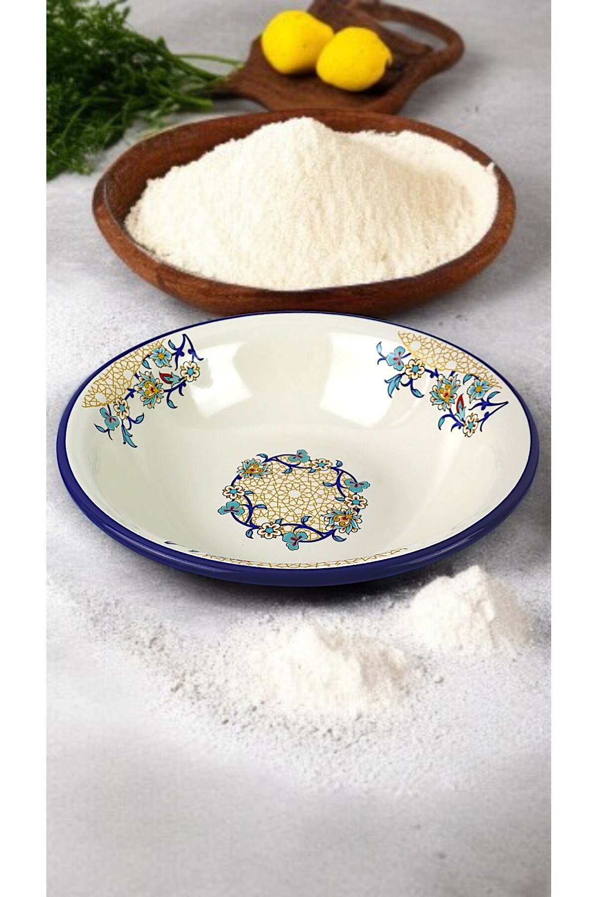 32 Cm 3.5Litre Emaye Leğen Çırpma ve Karıştırma Kabı, Hamur Leğeni. Meyvelik. Çeyiz. Büyük Kase