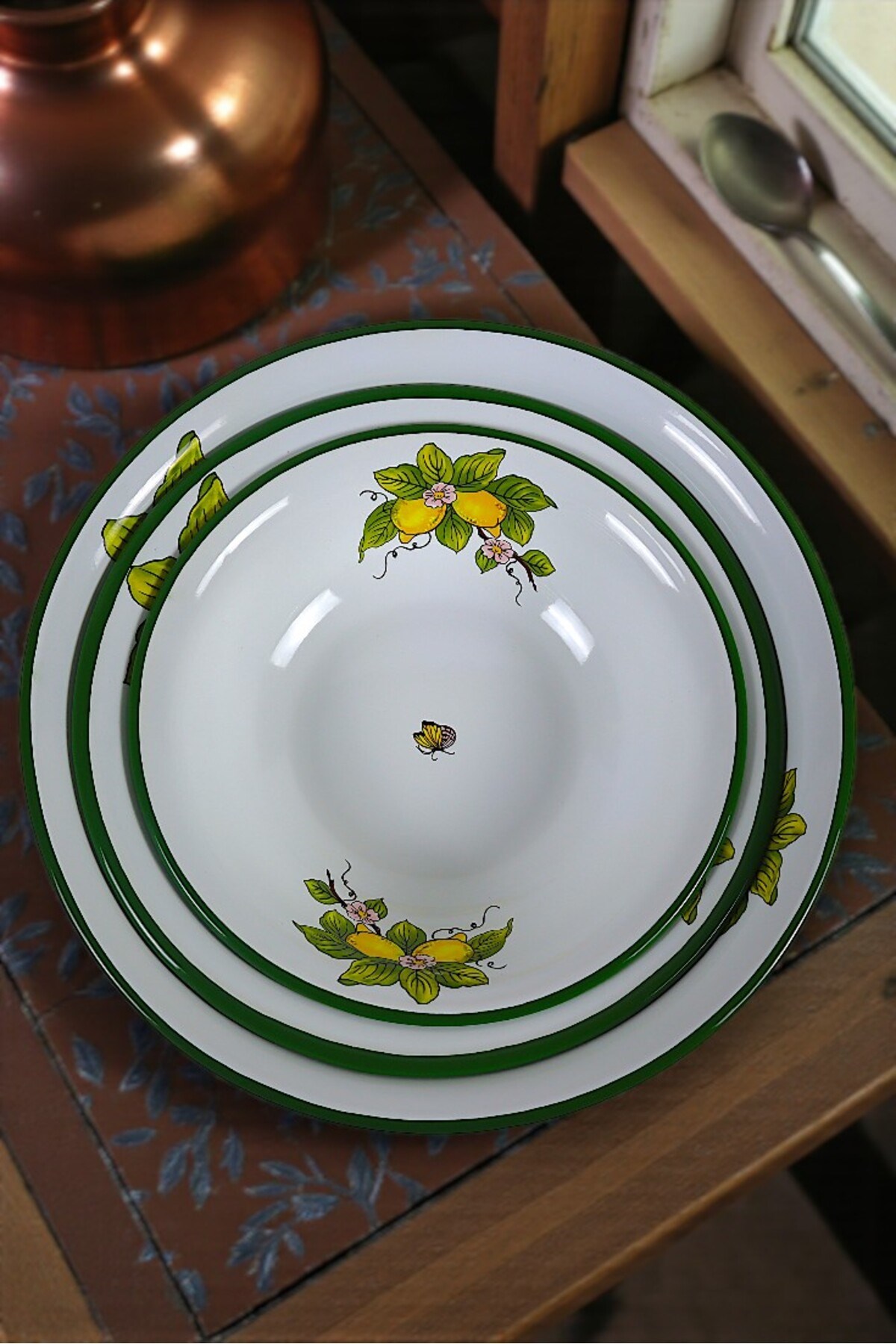32 Cm-36 Cm-40 Cm 3 Lü Emaye Leğen Çırpma Ve Karıştırma Kabı, Hamur Leğeni,Meyvelik, Çeyiz, Hediye,