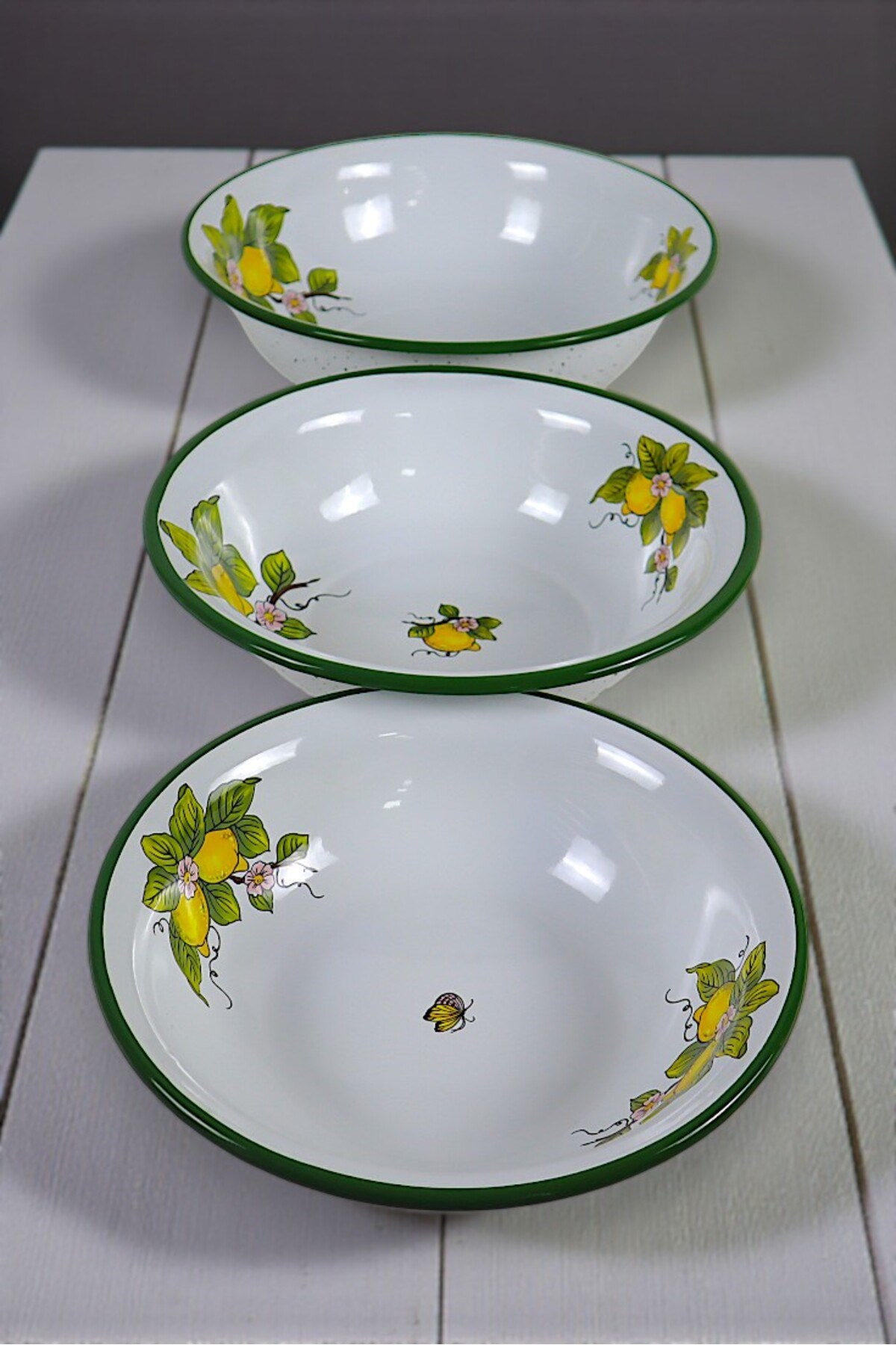 32 Cm-36 Cm-40 Cm 3 Lü Emaye Leğen Çırpma Ve Karıştırma Kabı, Hamur Leğeni,Meyvelik, Çeyiz, Hediye,