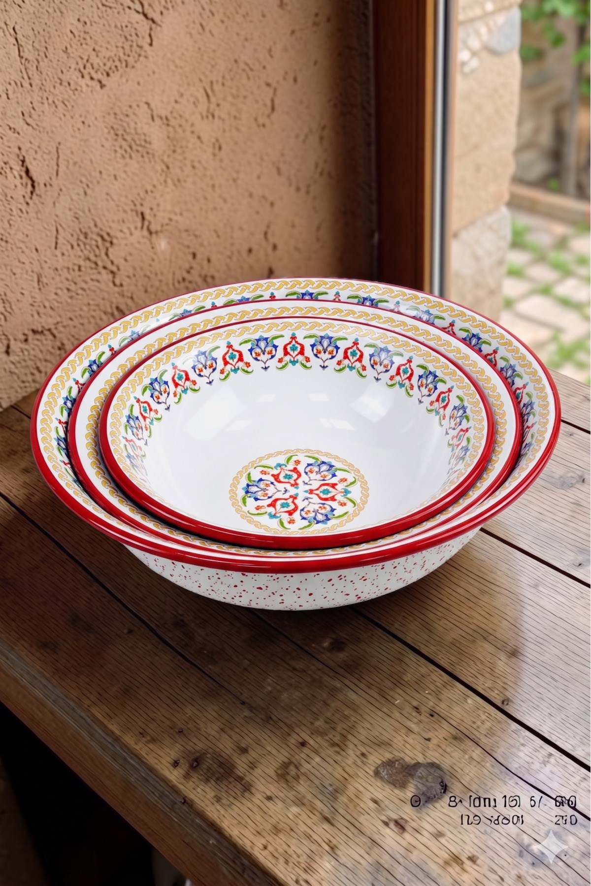 32 Cm-36 Cm-40 Cm 3 Lü Emaye Leğen Çırpma Ve Karıştırma Kabı, Hamur Leğeni,Meyvelik, Çeyiz, Hediye,