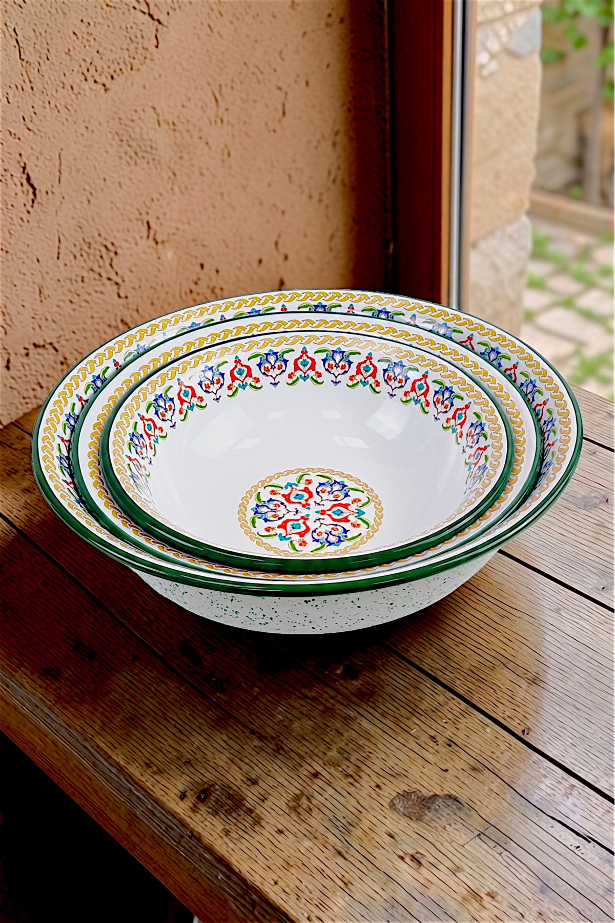 32 Cm-36 Cm-40 Cm 3 Lü Emaye Leğen Çırpma Ve Karıştırma Kabı, Hamur Leğeni,Meyvelik, Çeyiz, Hediye,