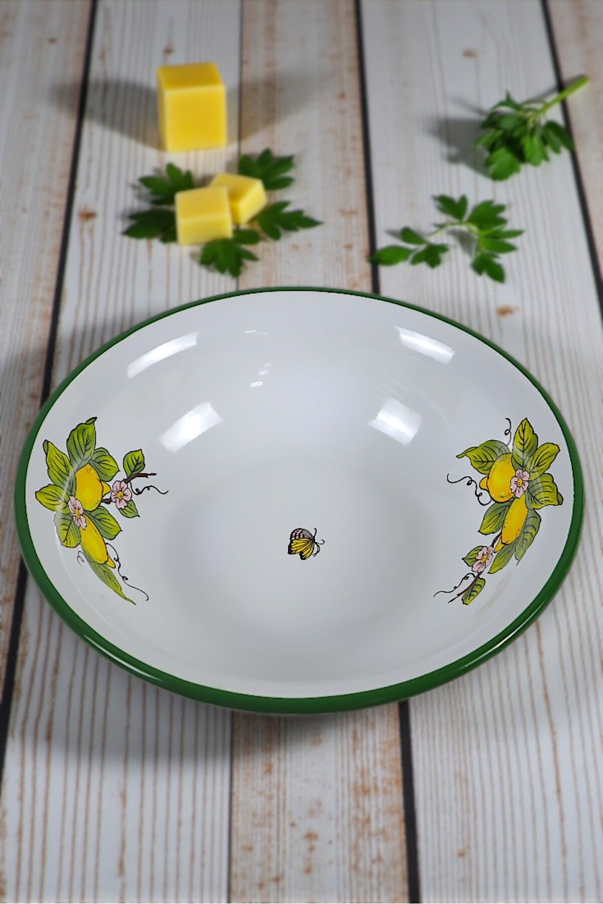 32 Cm Emaye Kase , Çukur Tabak, Salata Tabak, Cips Tabak
