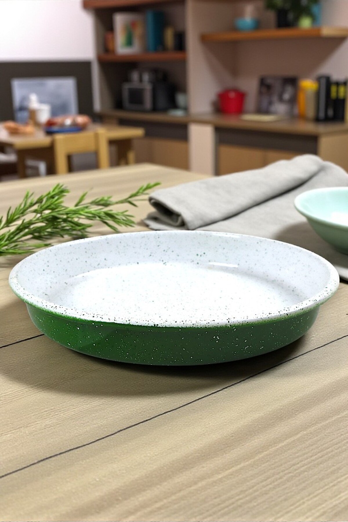 34 No Emaye Fırın Tepsi Yuvarlak Tepsi ~34 Cm