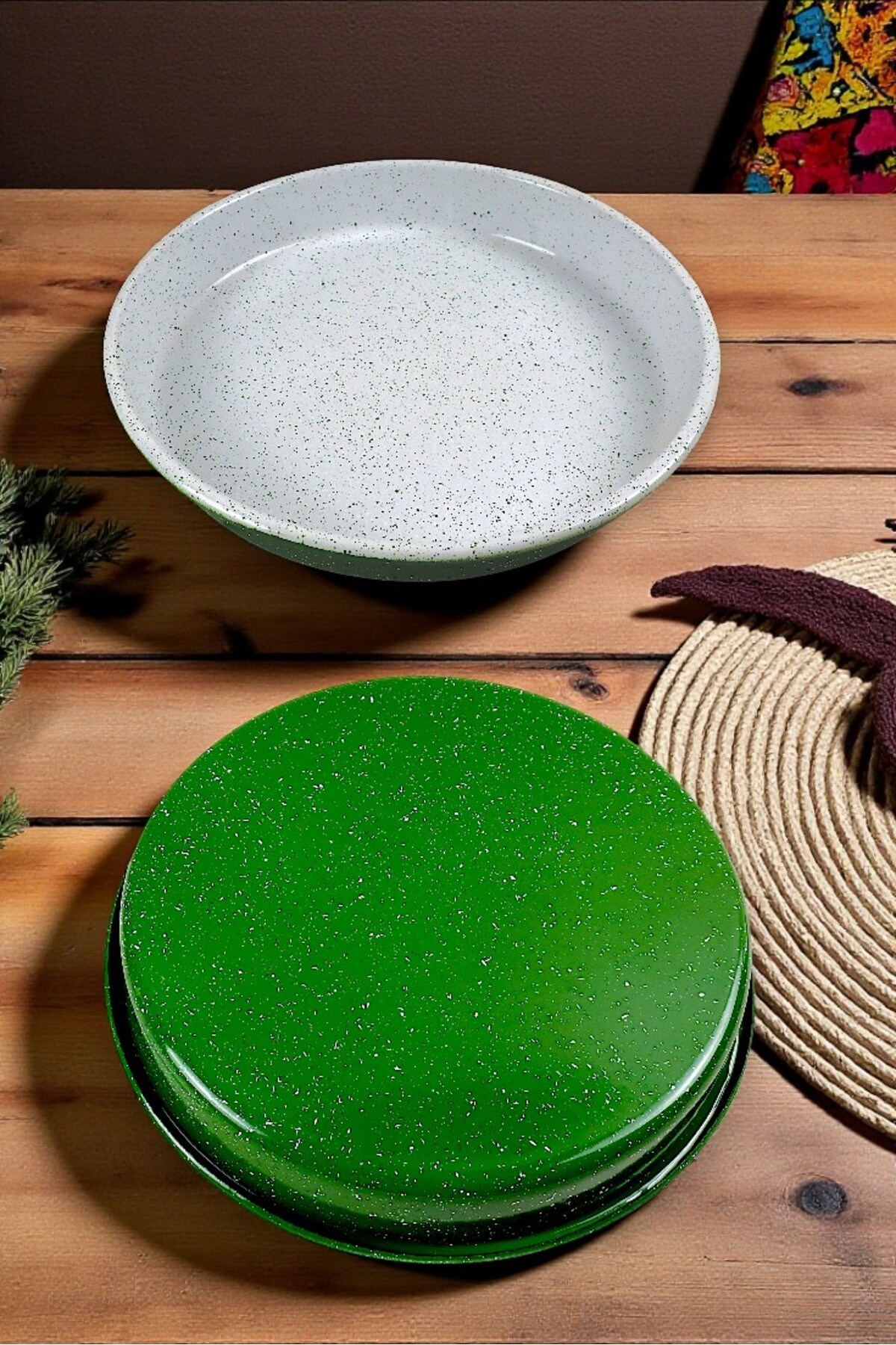 34 No Emaye Fırın Tepsi Yuvarlak Tepsi ~34 Cm